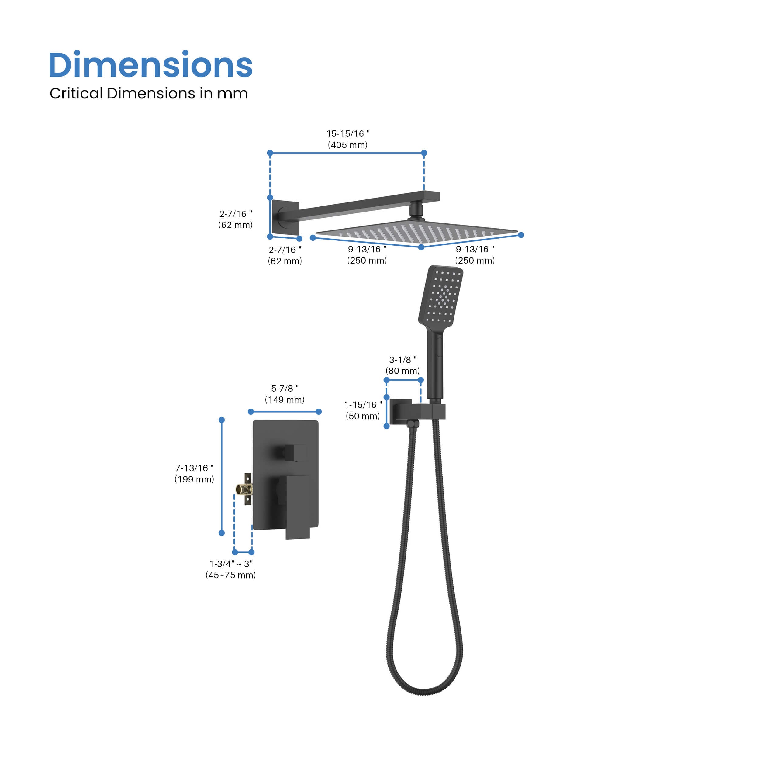 Quadra Pressure Balanced 2-Function Wall Mount Shower System with Rough-In Valve - CSF-4005