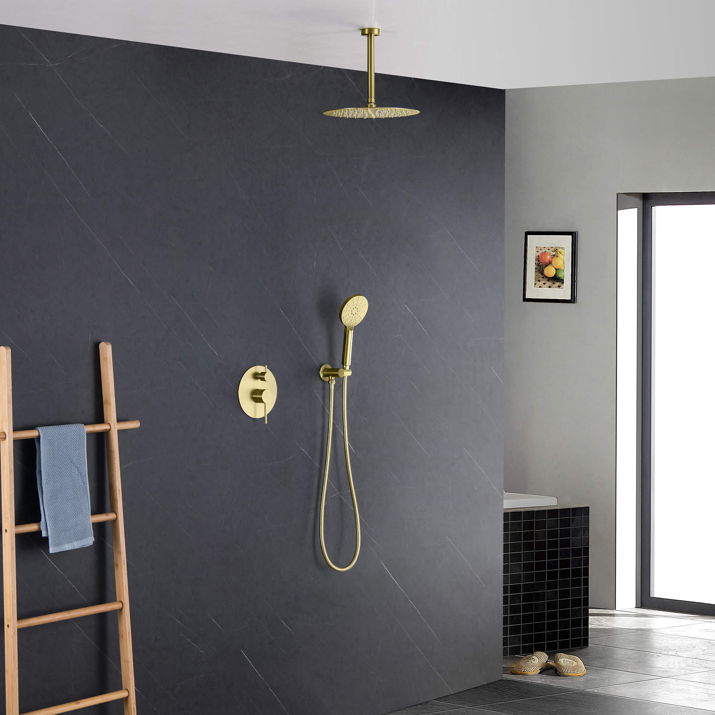 Halo Pressure Balanced 2-Function Ceiling Mount Shower System with Rough-in Valve - CSF-4008