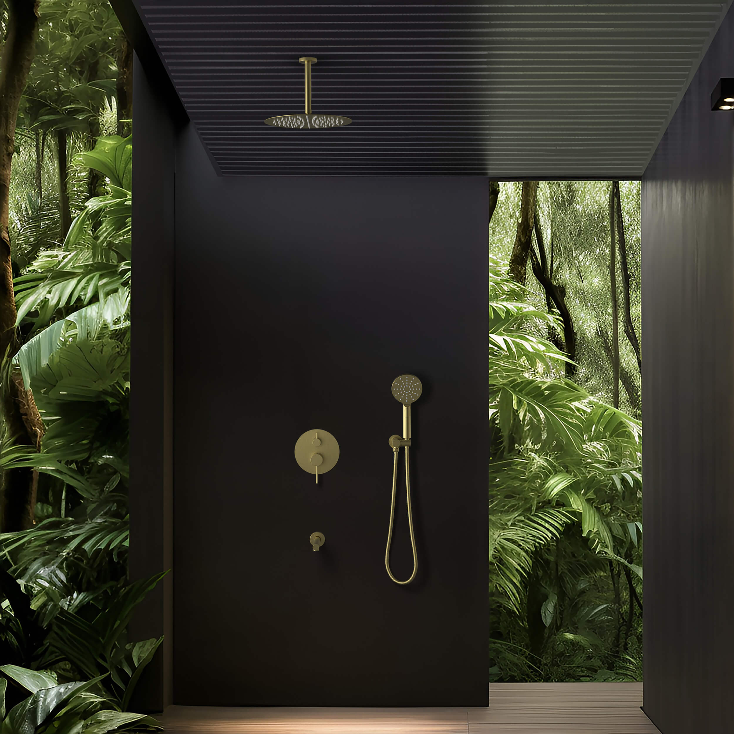 Halo Pressure Balanced 3-Function Ceiling Mount Shower System with Rough-in Valve - CSF-4009