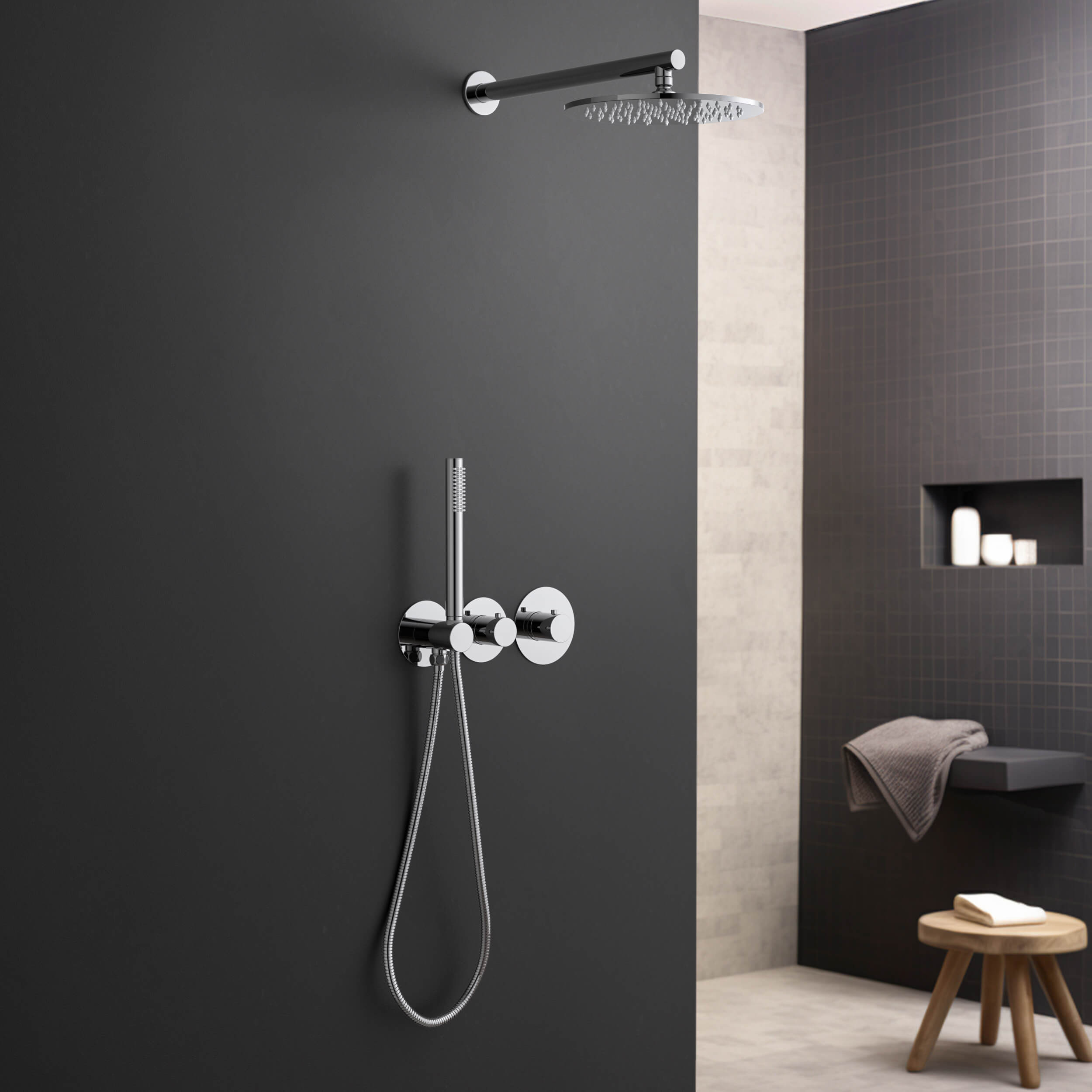 Halo 2-Function Thermostatic Wall Mount Shower System with Rough-in Valve - CSF-4010
