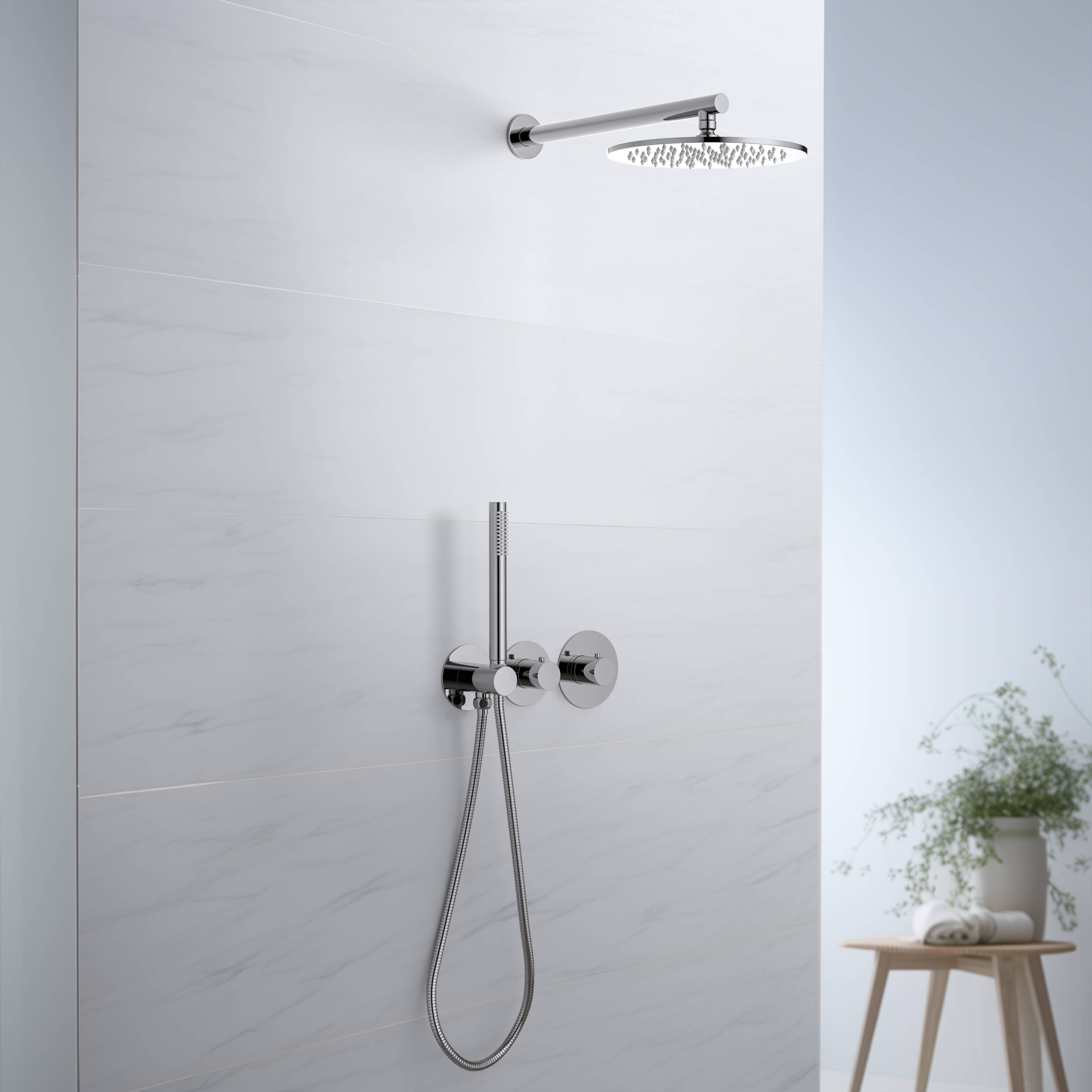 Halo 2-Function Thermostatic Wall Mount Shower System with Rough-in Valve - CSF-4010