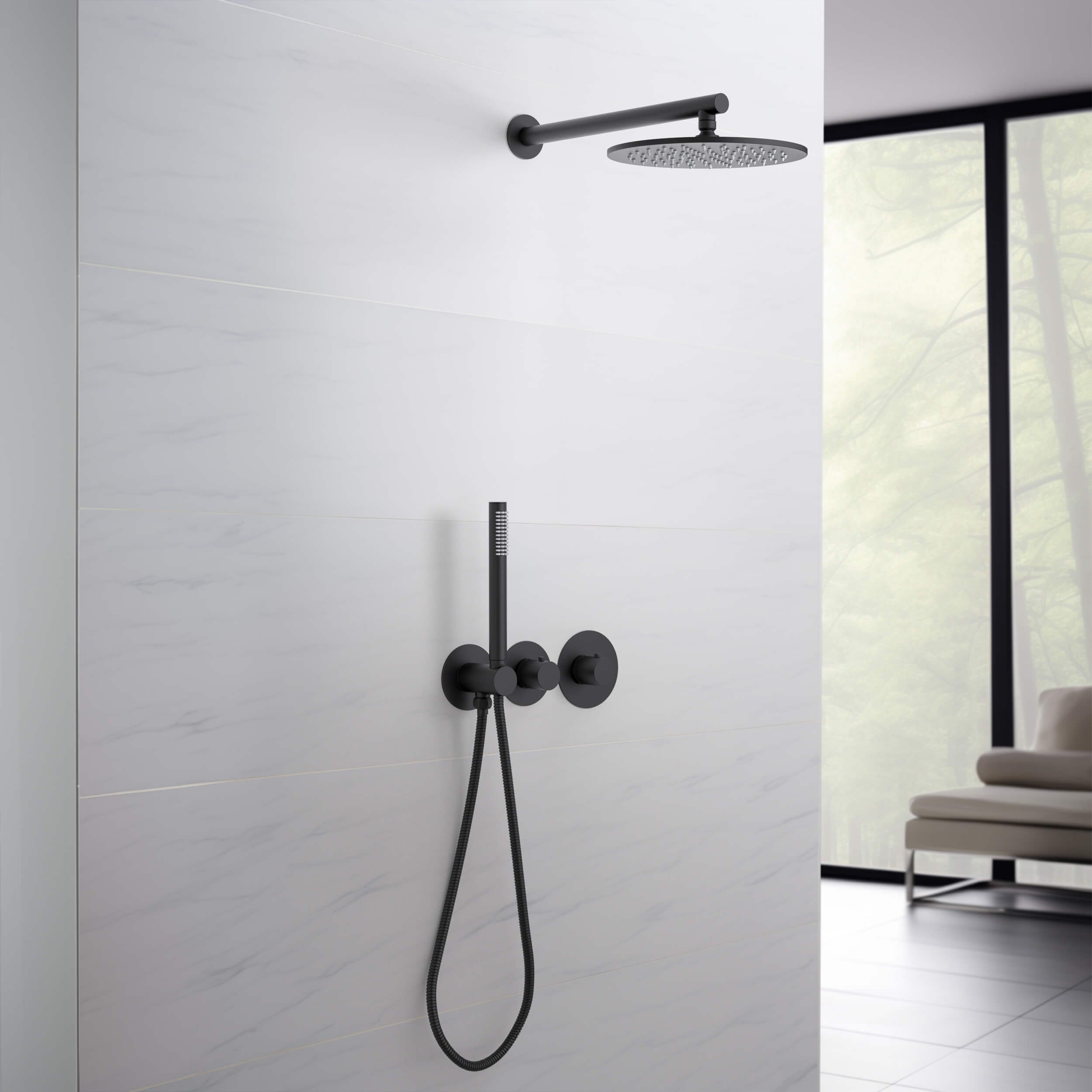 Halo 2-Function Thermostatic Wall Mount Shower System with Rough-in Valve - CSF-4010