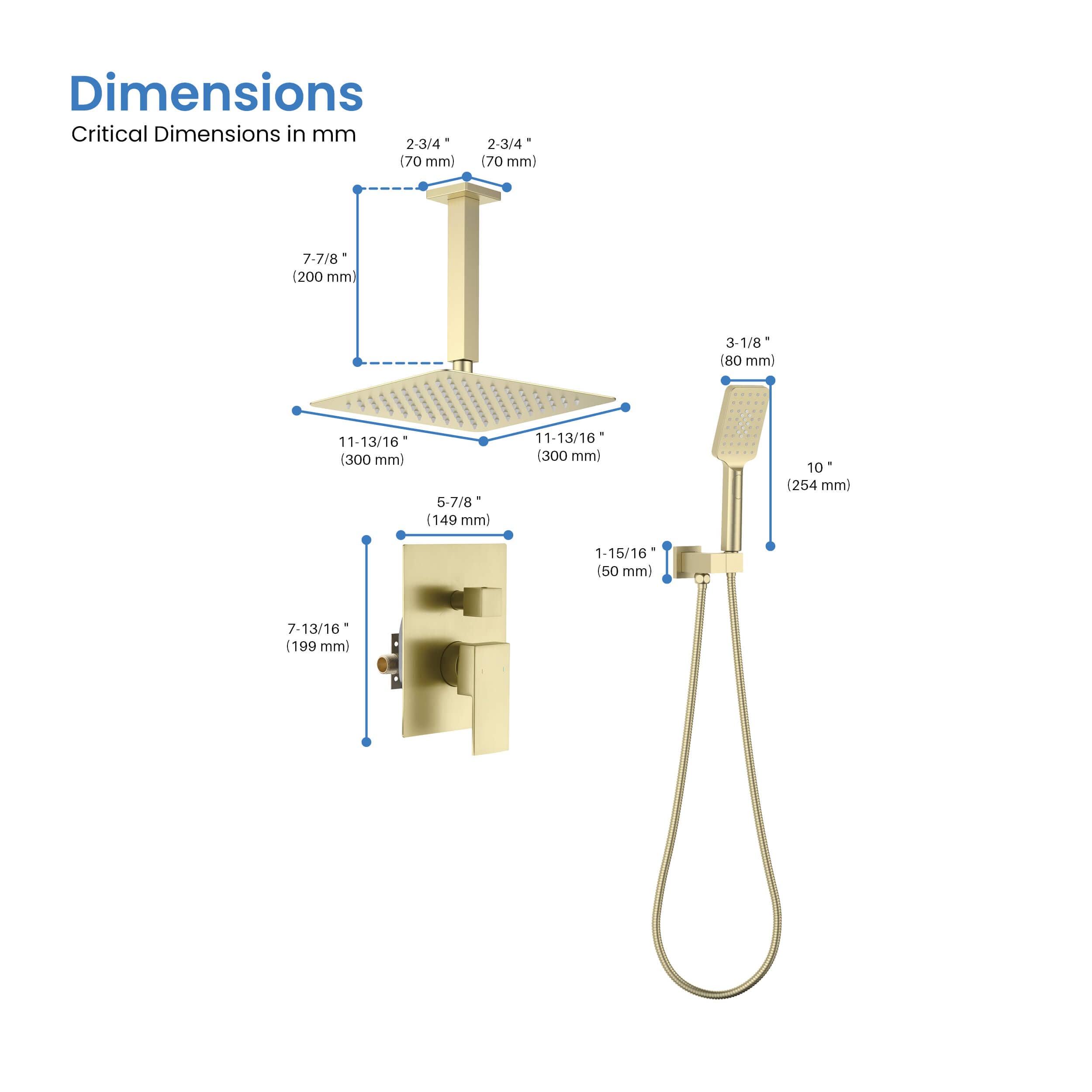 Quadra Pressure Balanced 2-Function Ceiling Mount Shower System with Rough-In Valve - CSF-4012
