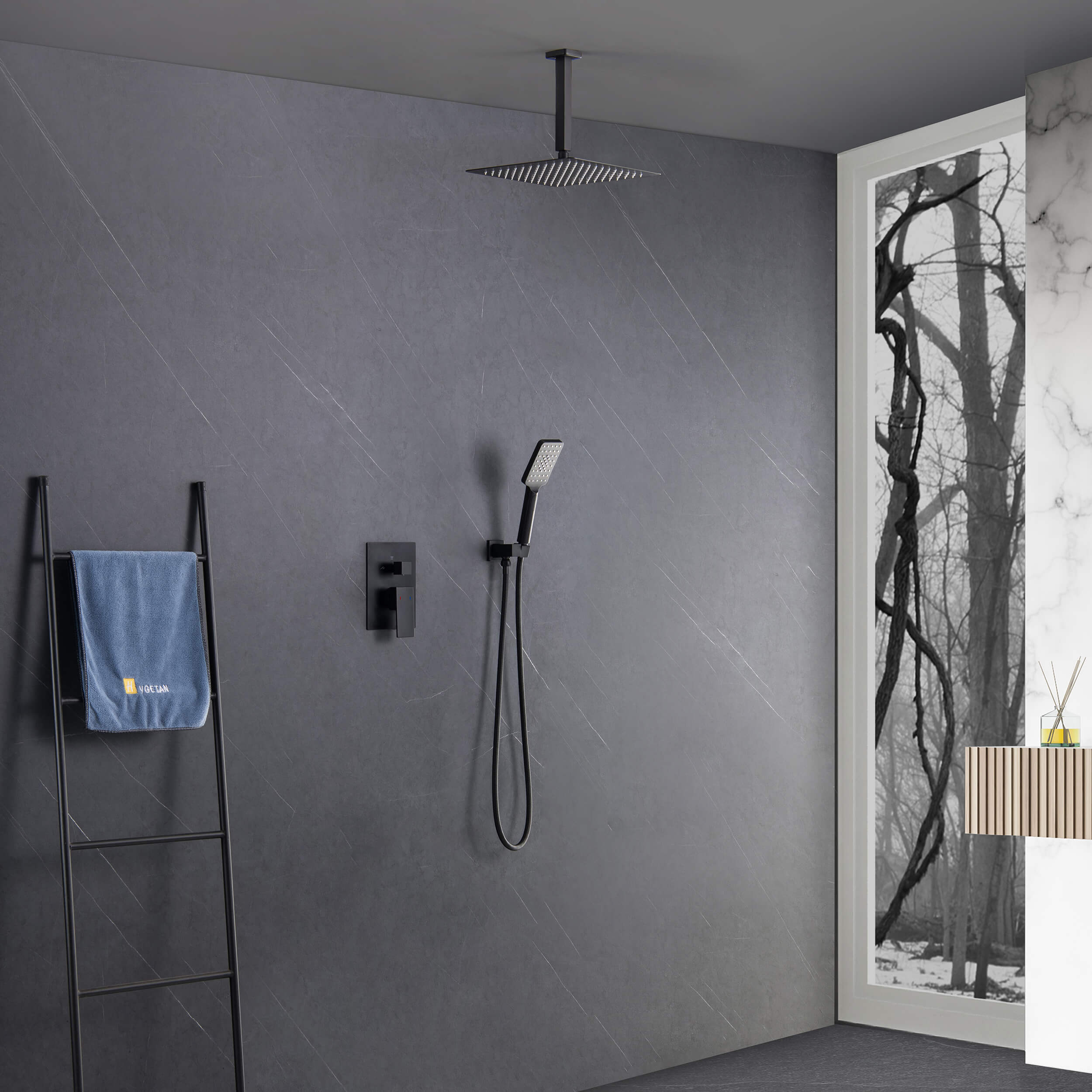 Quadra Pressure Balanced 2-Function Ceiling Mount Shower System with Rough-In Valve - CSF-4012