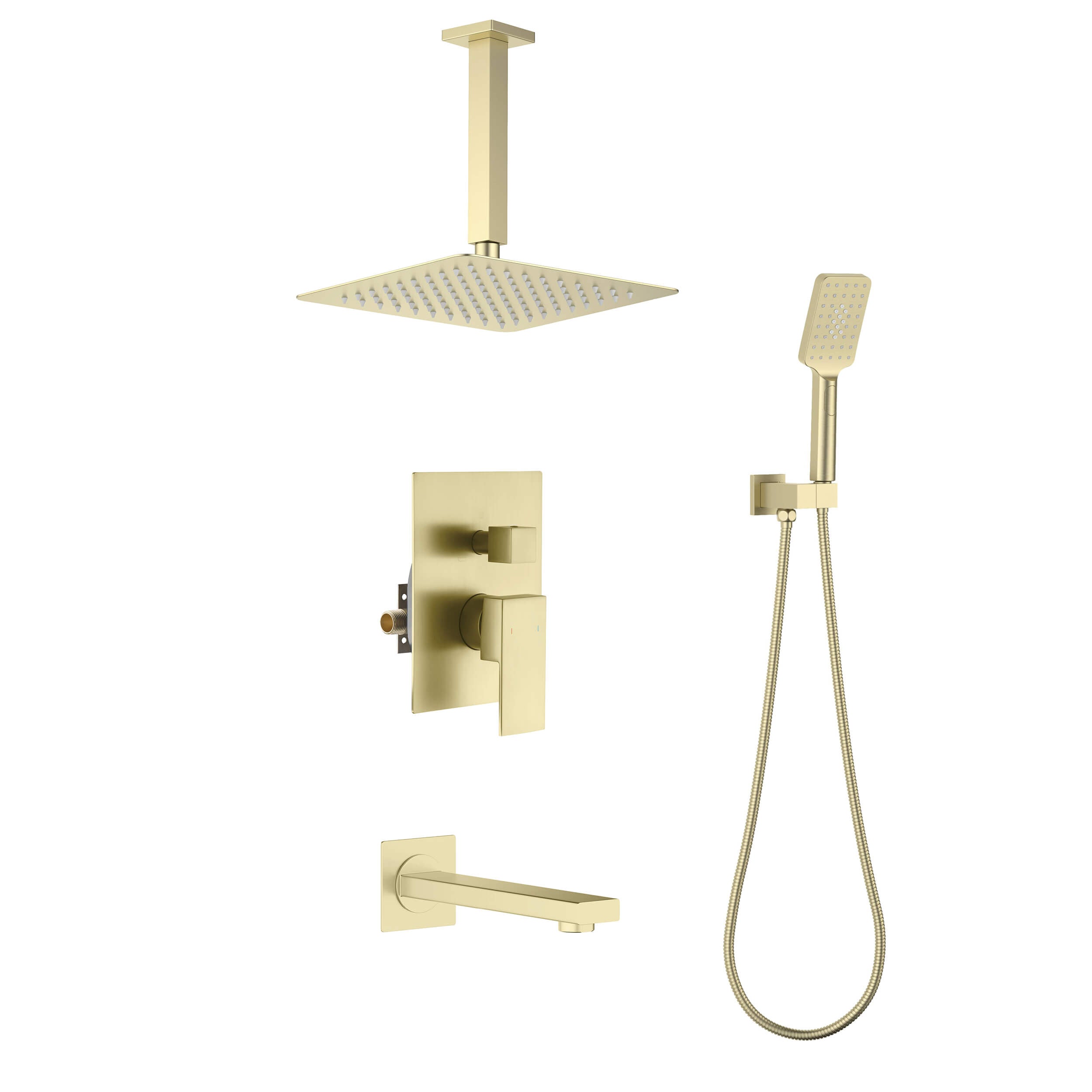 Quadra Pressure Balanced 3-Function Ceiling Mount Shower System with Rough-In Valve - CSF-4013