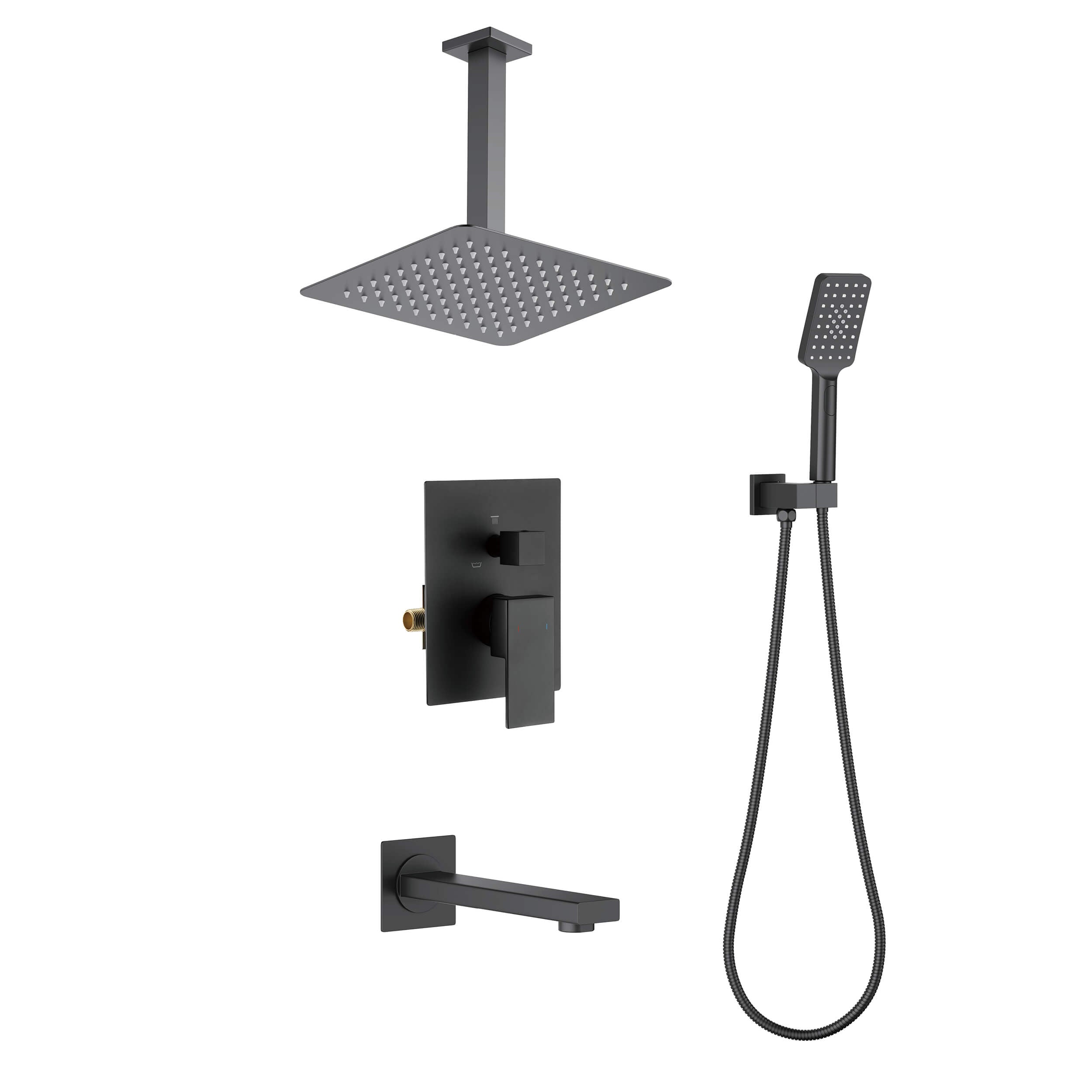Quadra Pressure Balanced 3-Function Ceiling Mount Shower System with Rough-In Valve - CSF-4013