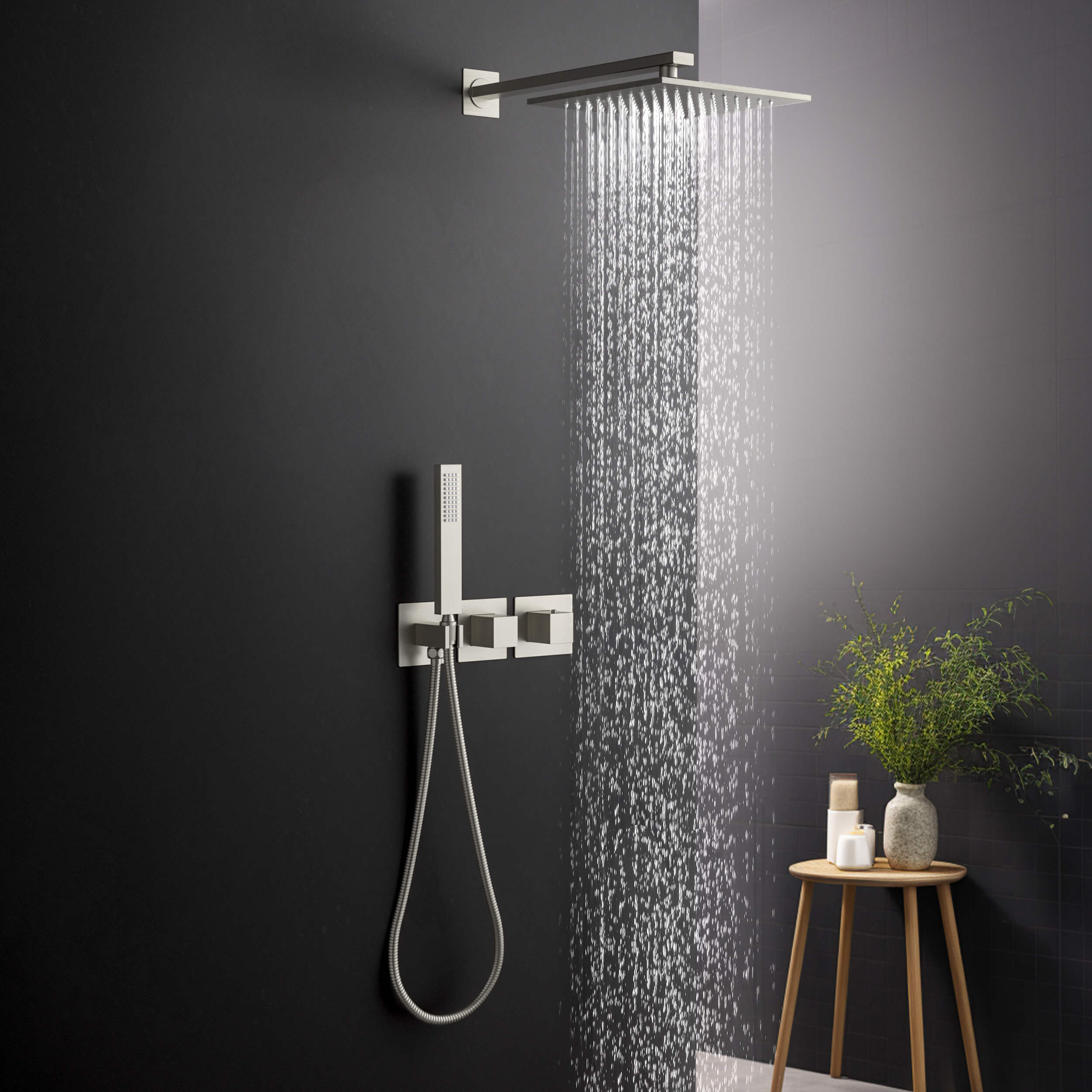 Quadra 2-Function Thermostatic Wall Mount Shower System With Rough-in Valve - CSF-4014
