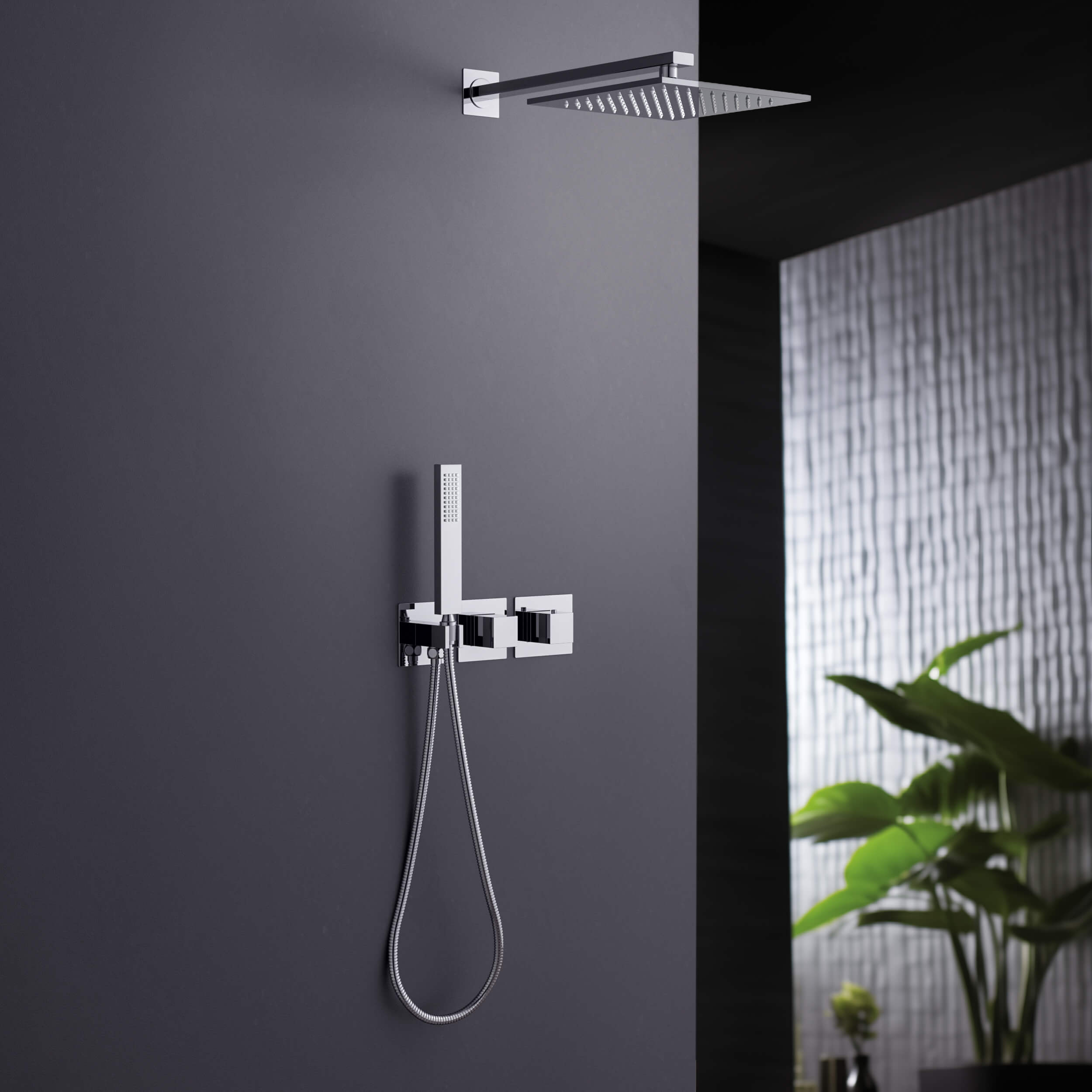 Quadra 2-Function Thermostatic Wall Mount Shower System With Rough-in Valve - CSF-4014