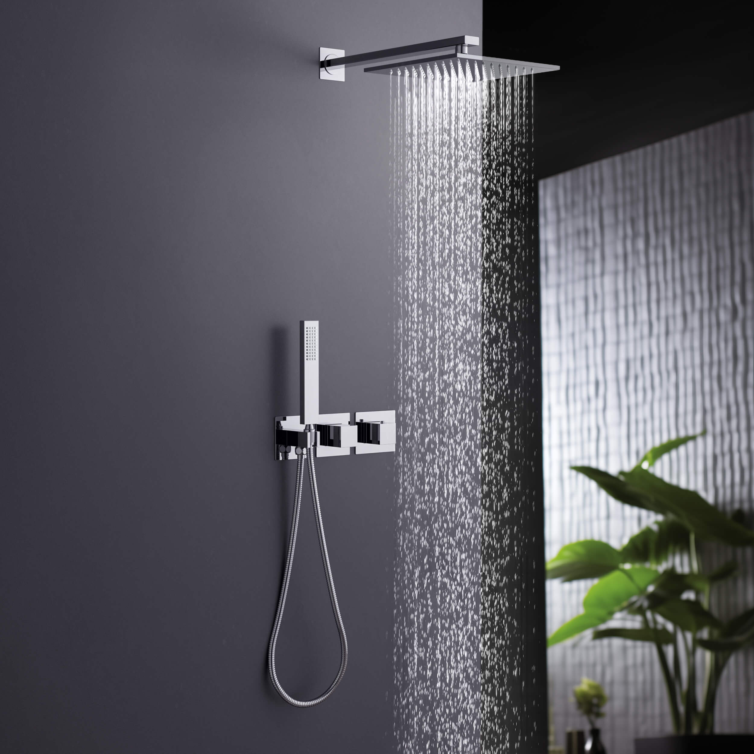 Quadra 2-Function Thermostatic Wall Mount Shower System With Rough-in Valve - CSF-4014