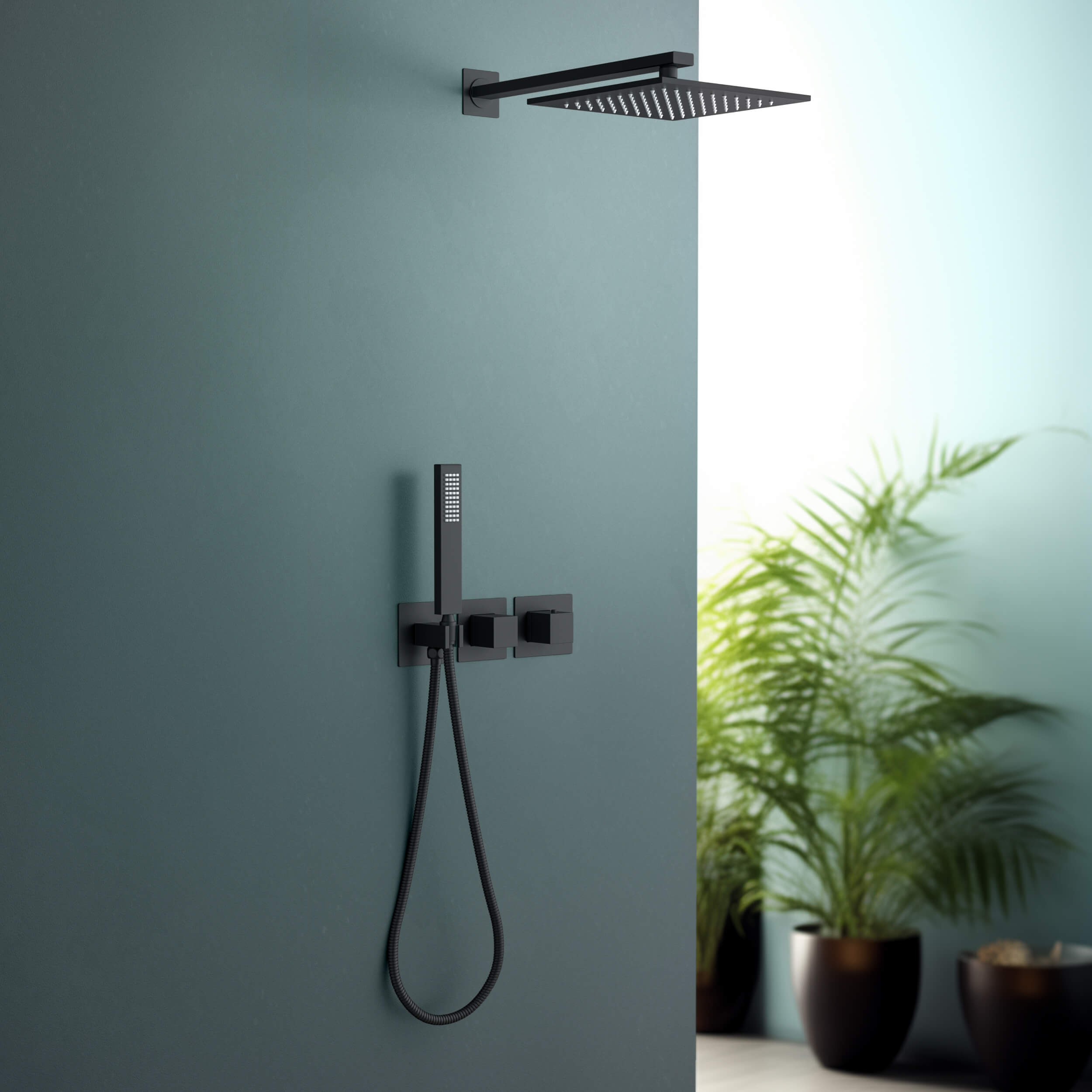 Quadra 2-Function Thermostatic Wall Mount Shower System With Rough-in Valve - CSF-4014