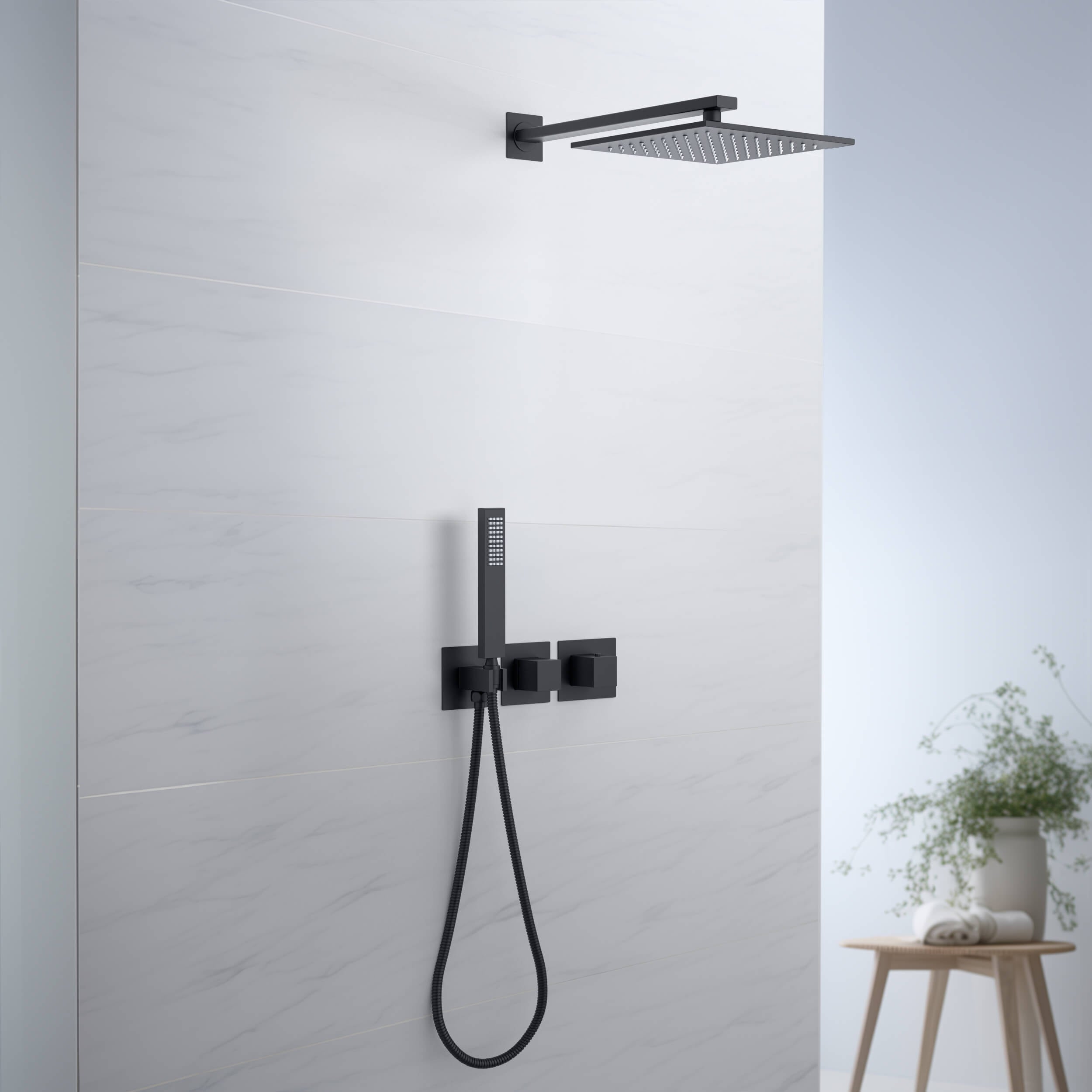 Quadra 2-Function Thermostatic Wall Mount Shower System With Rough-in Valve - CSF-4014