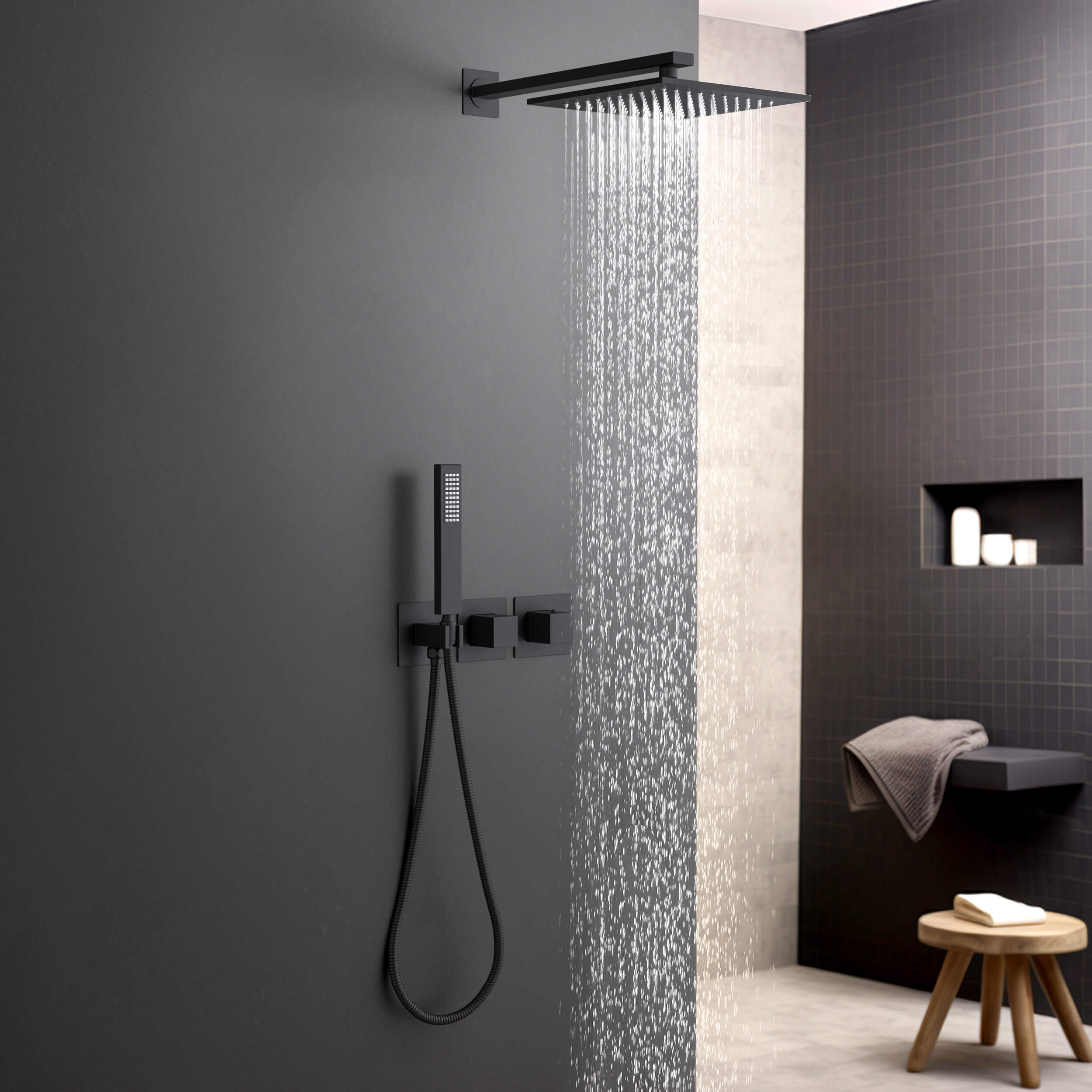 Quadra 2-Function Thermostatic Wall Mount Shower System With Rough-in Valve - CSF-4014