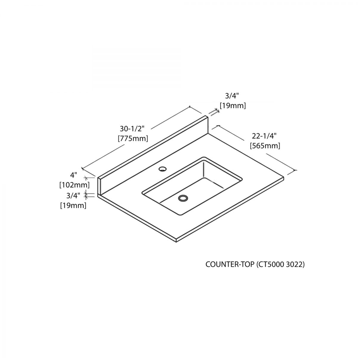 30.5″ Countertop – White Quartz – CT5000 3022 02