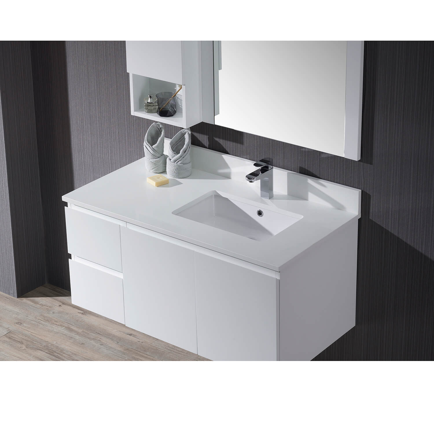 42.5″ Countertop (Sink on Right) – White Quartz – CT5000 4222R 02