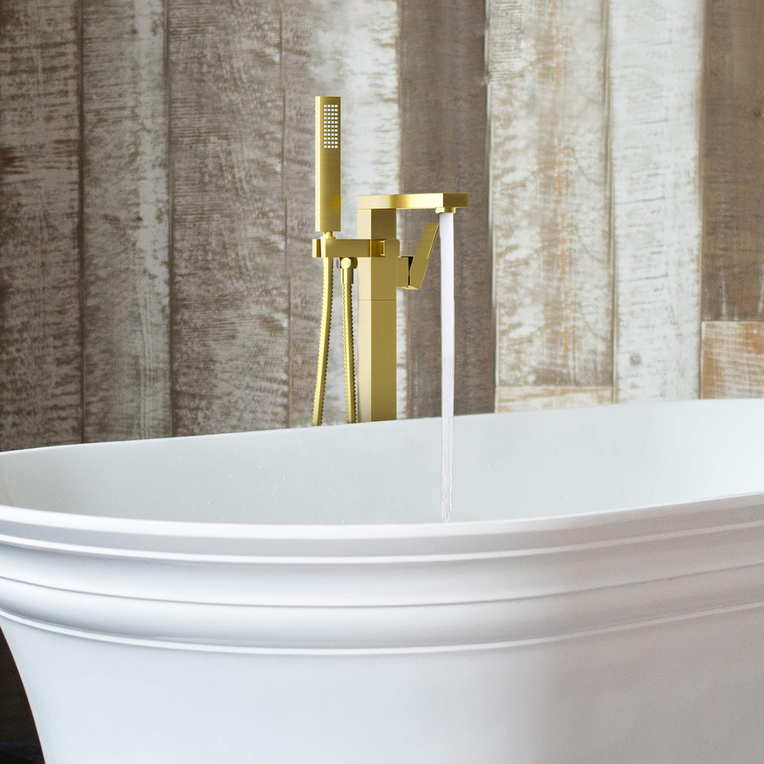 Quadra Floor Mount Tub Filler With Hand Shower - CTF-3002