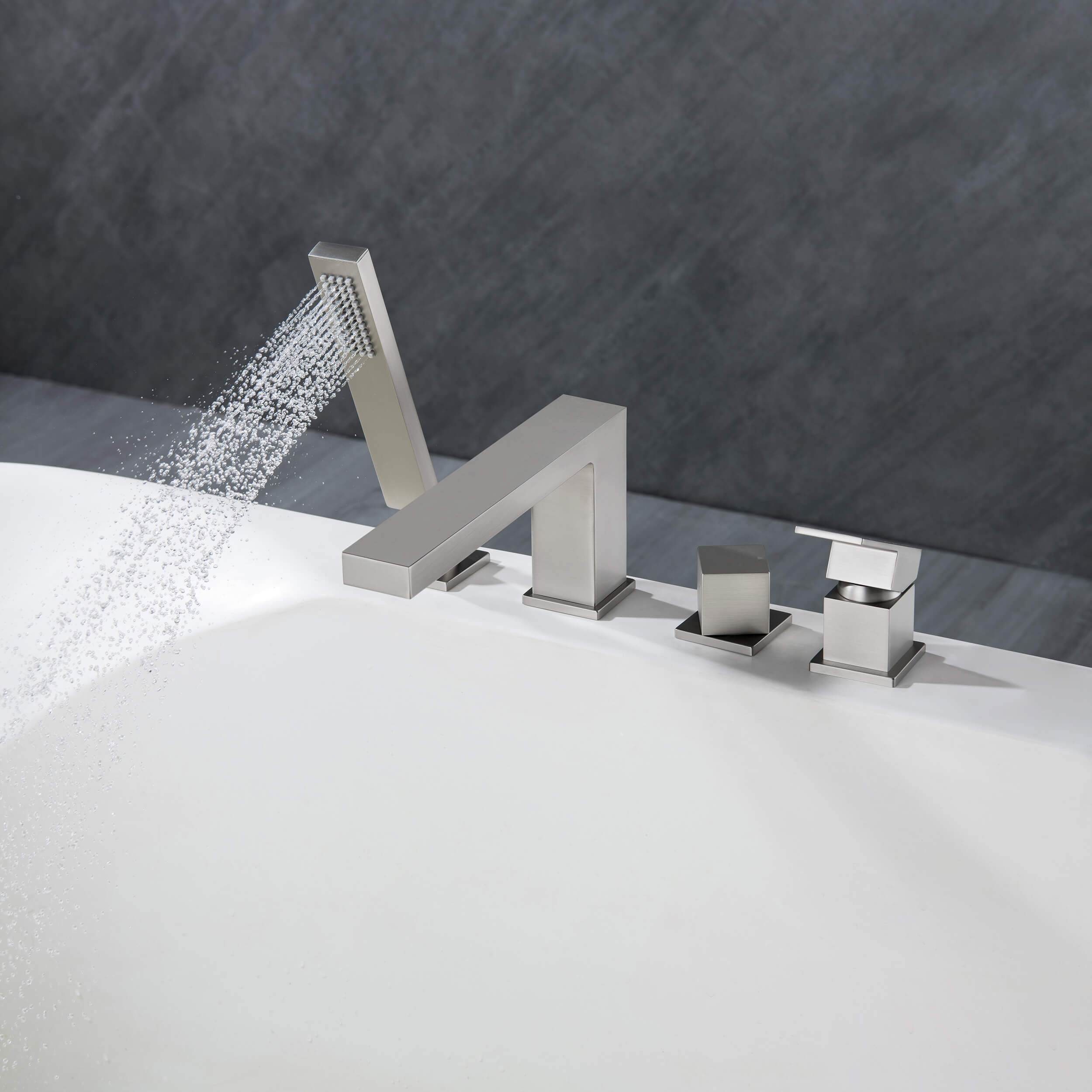 Quadra Deck Mounted Roman Bathtub Faucet with Hand Shower - CTF-3102