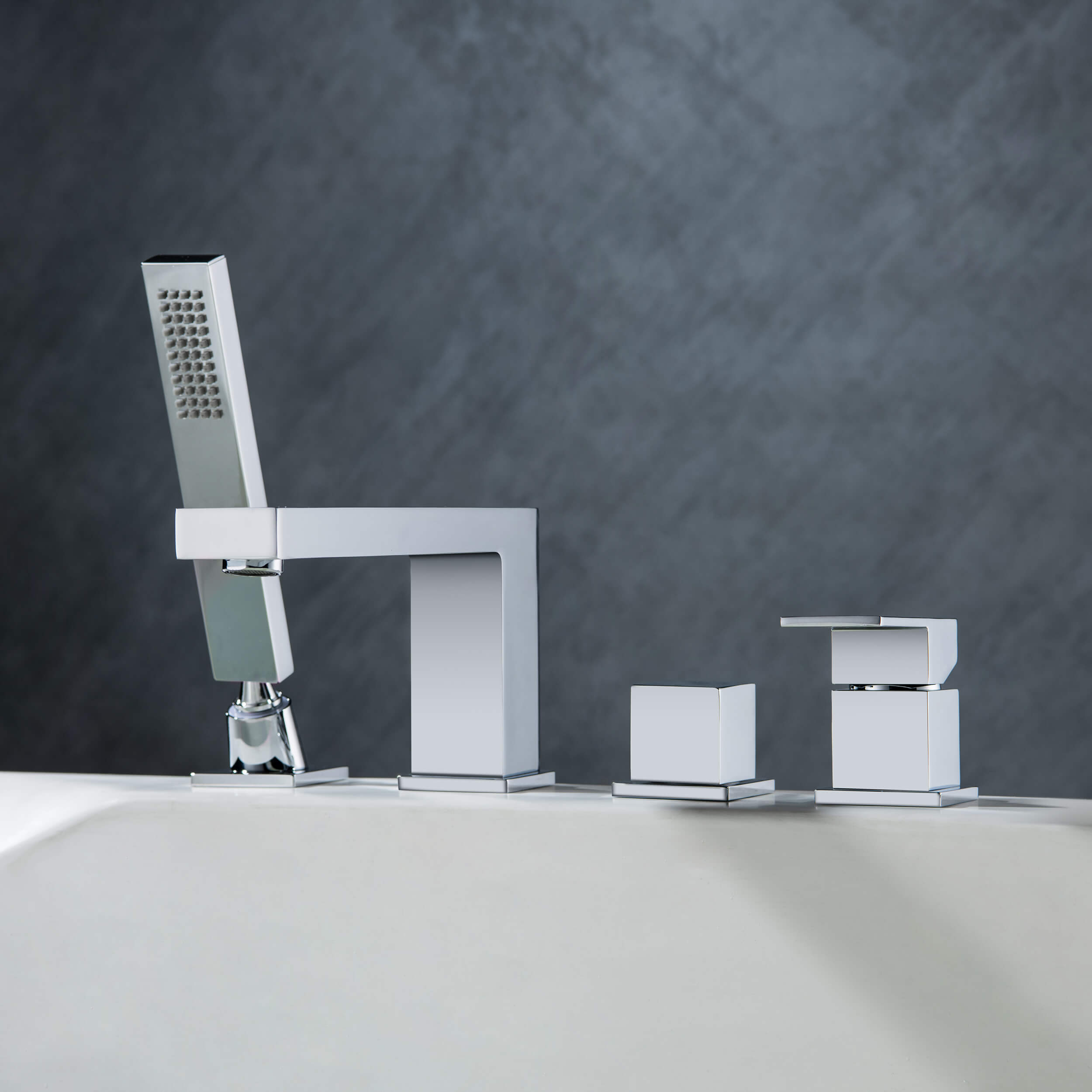 Quadra Deck Mounted Roman Bathtub Faucet with Hand Shower - CTF-3102