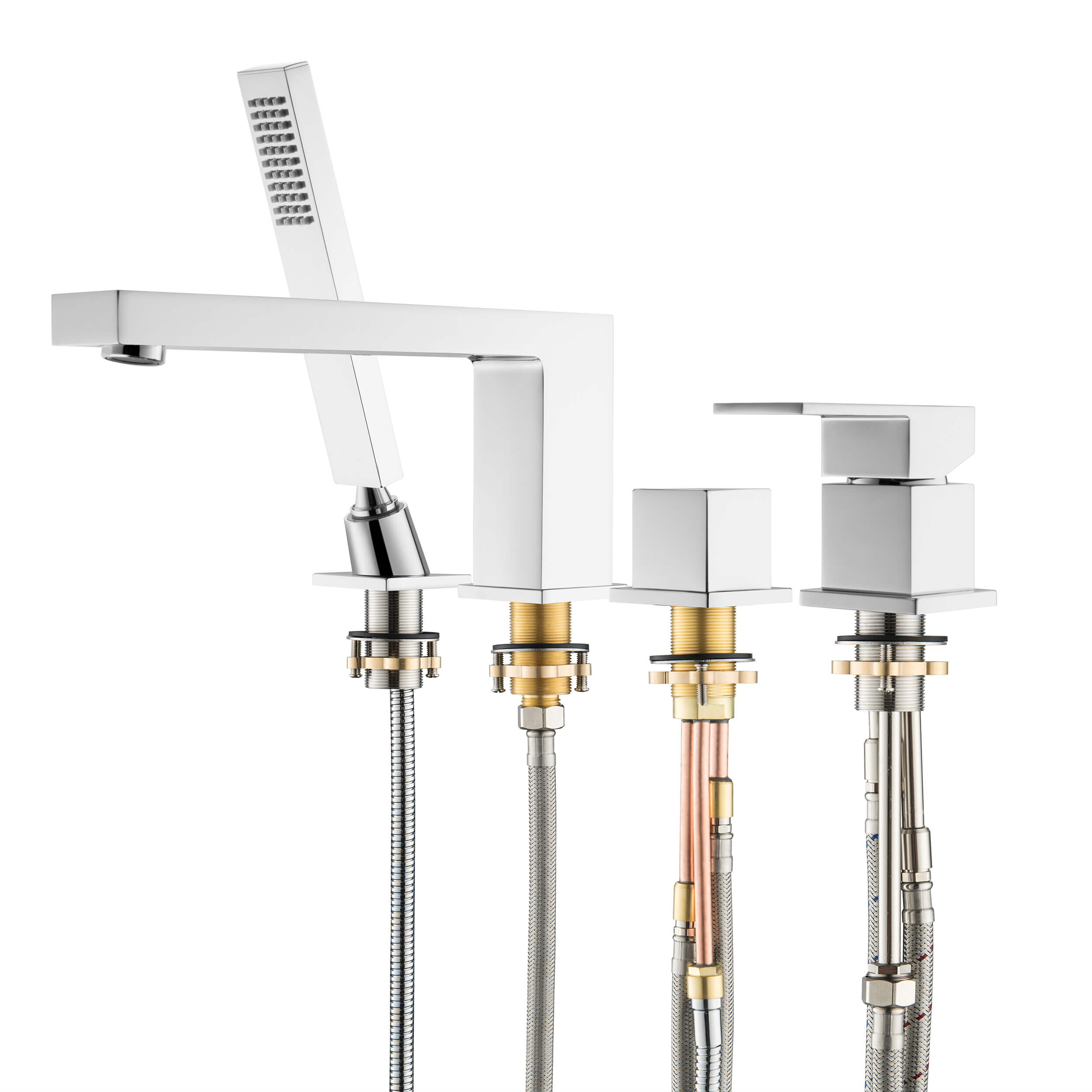 Quadra Deck Mounted Roman Bathtub Faucet with Hand Shower - CTF-3102