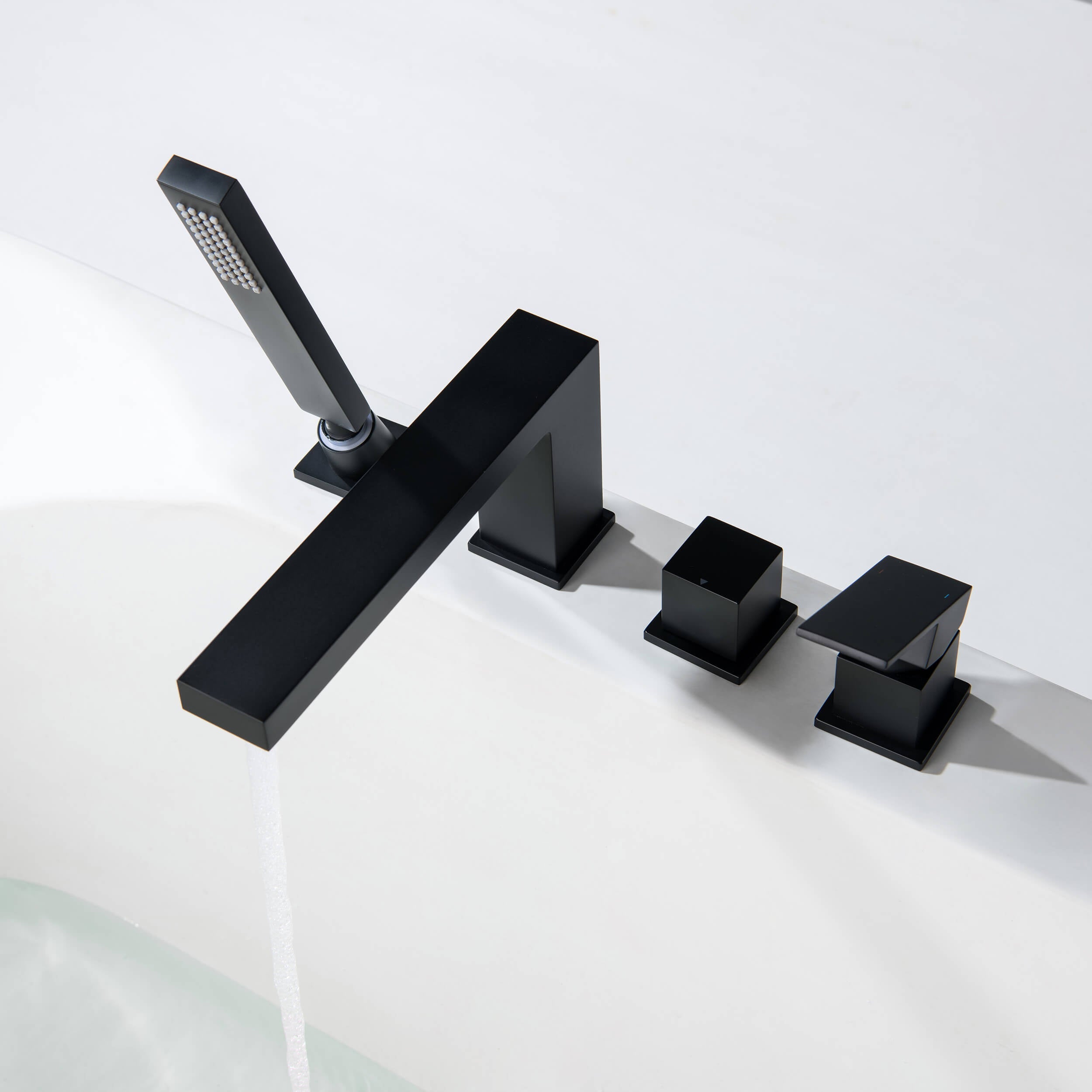 Quadra Deck Mounted Roman Bathtub Faucet with Hand Shower - CTF-3102