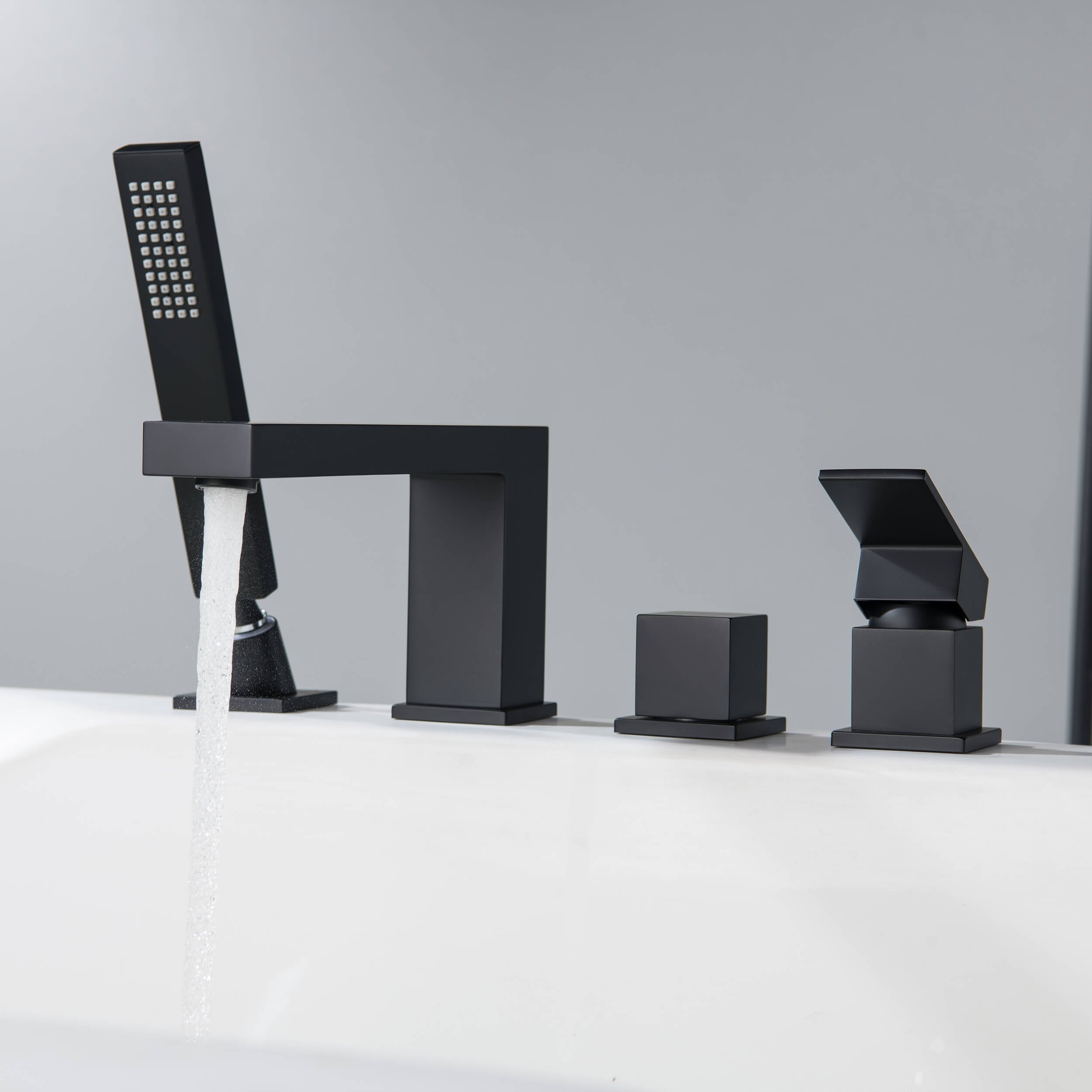 Quadra Deck Mounted Roman Bathtub Faucet with Hand Shower - CTF-3102