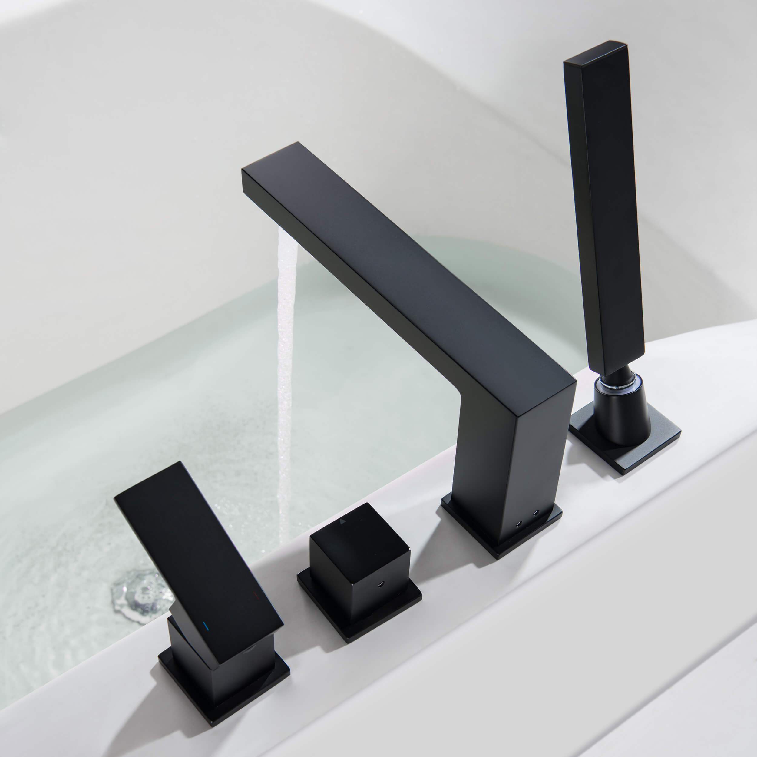 Quadra Deck Mounted Roman Bathtub Faucet with Hand Shower - CTF-3102