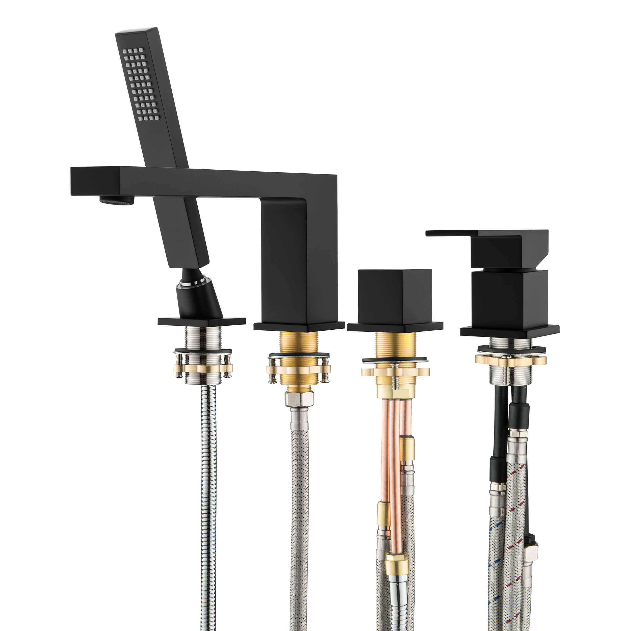 Quadra Deck Mounted Roman Bathtub Faucet with Hand Shower - CTF-3102