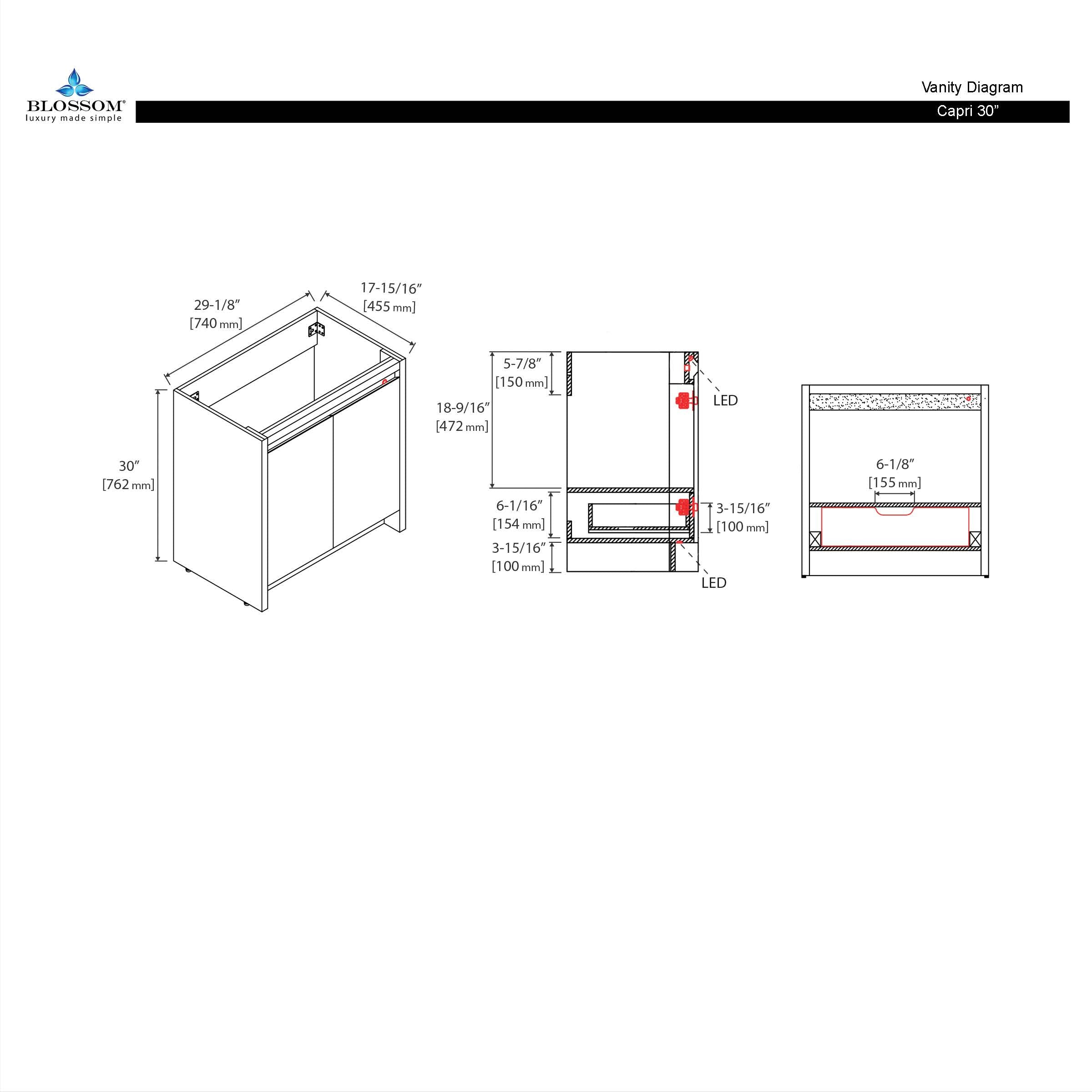 Capri 30″ Vanity (Dual LED Illuminated)