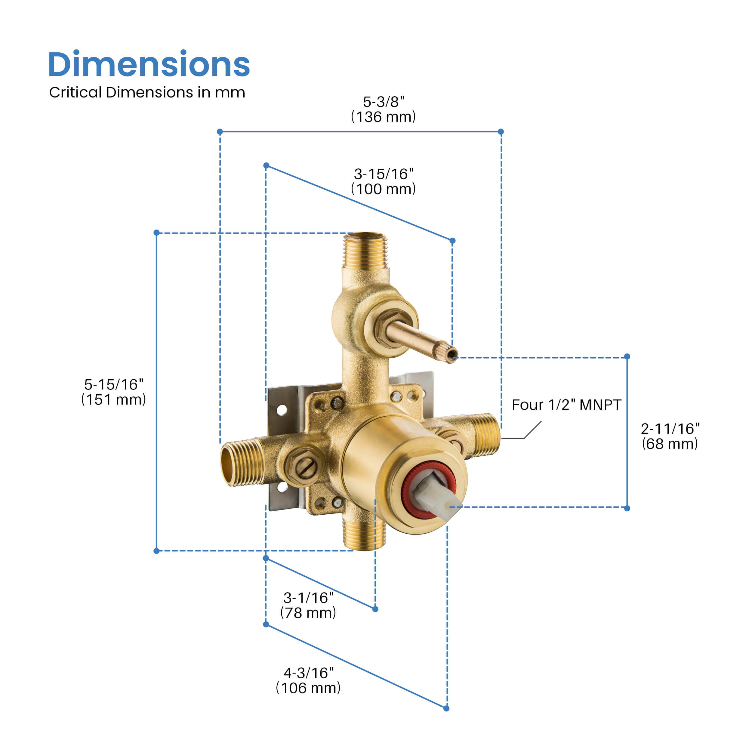 2 Function Pressure Balance Shower System Rough-in Valve with Cartridge - SV1-2 - Shop at Home Craft Studio - 4