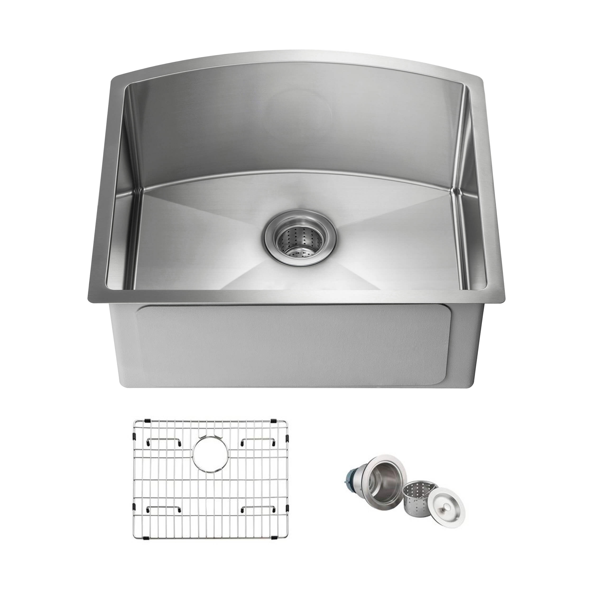22" Handcrafted Undermount Single Bowl 16 gauge Stainless Steel D Shape Kitchen Sink - C1-22SD - Shop at Home Craft Studio - 1