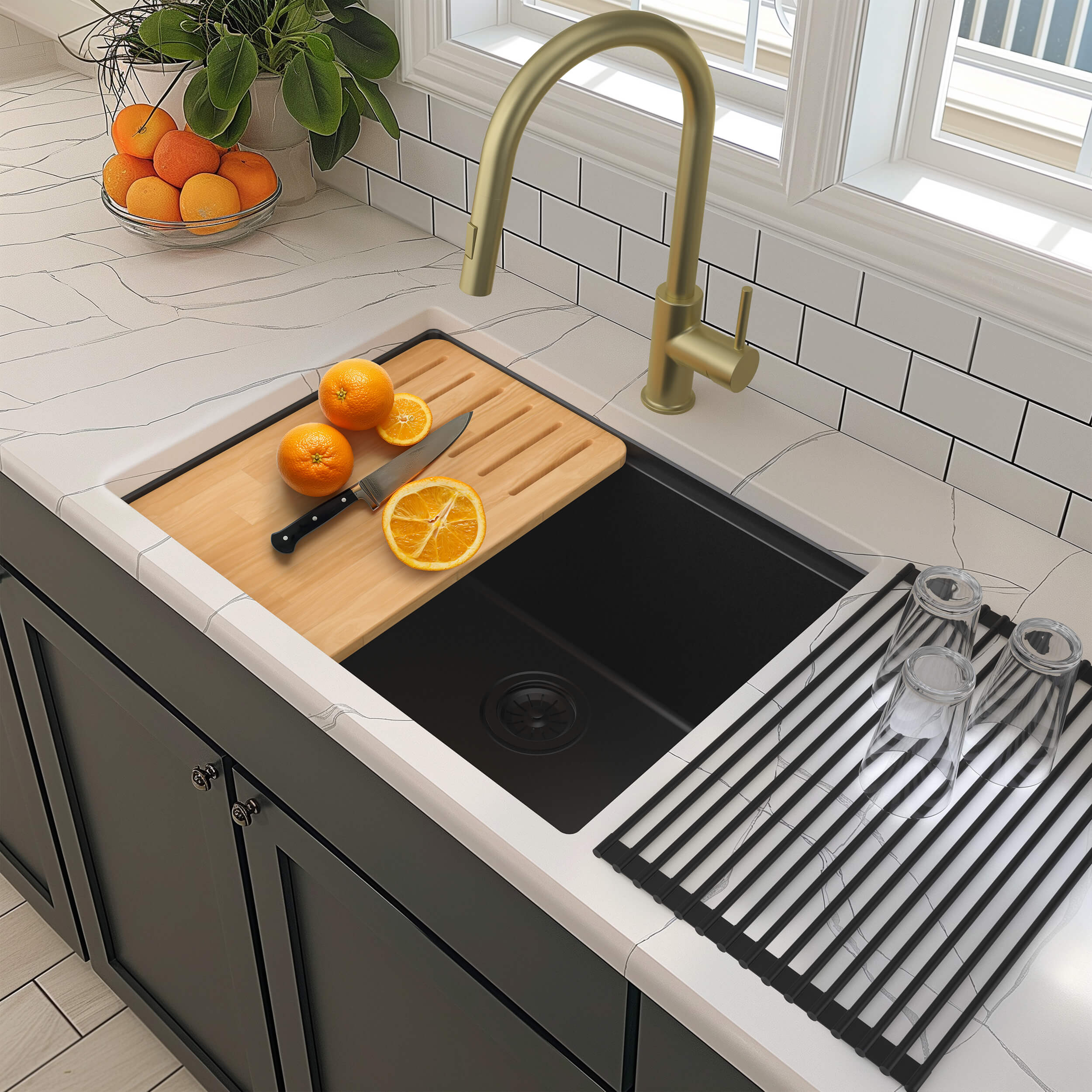 25" Undermount Workstation Single Bowl Quartz Kitchen Sink - C4-25ST - Shop at Home Craft Studio - 2