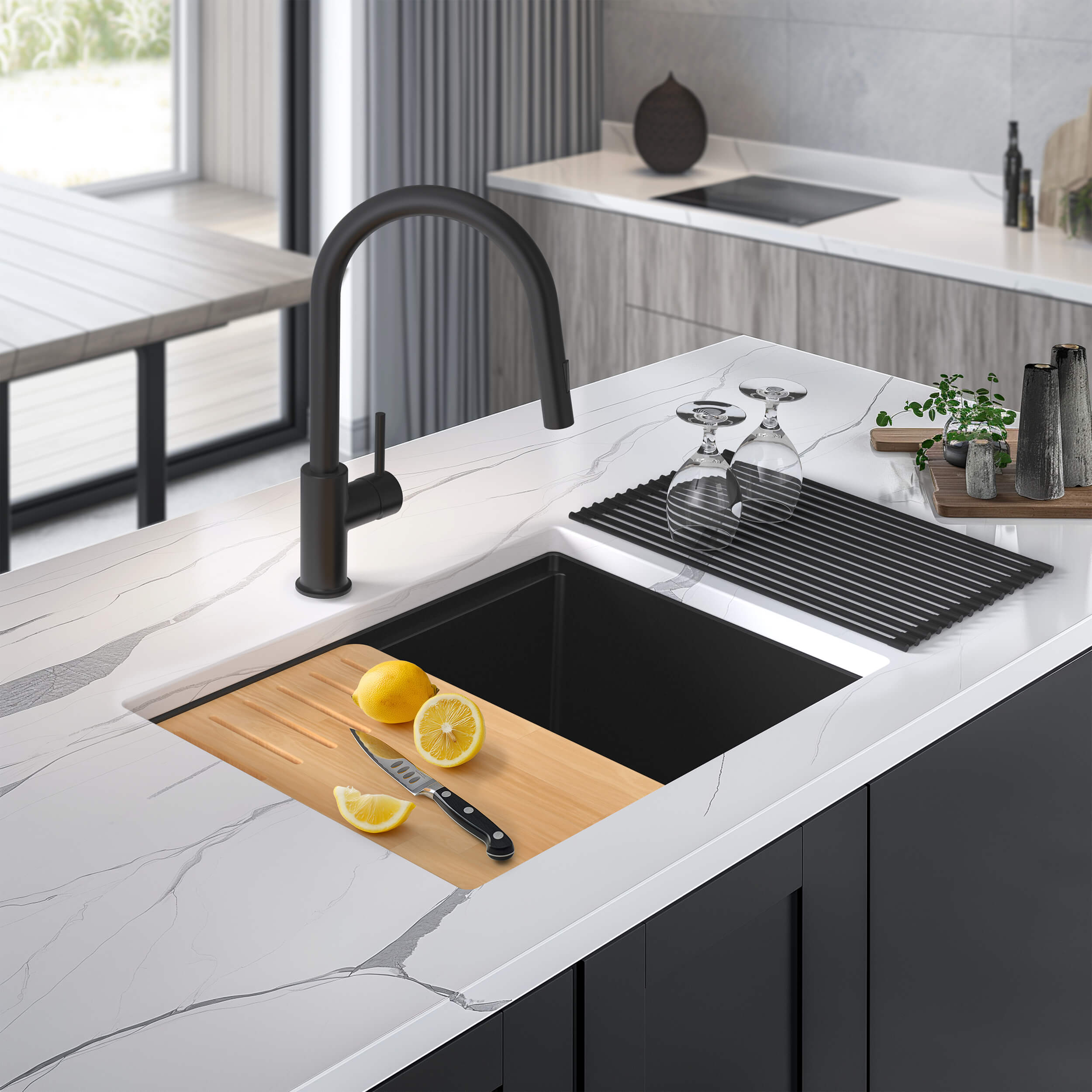25" Undermount Workstation Single Bowl Quartz Kitchen Sink - C4-25ST - Shop at Home Craft Studio - 5