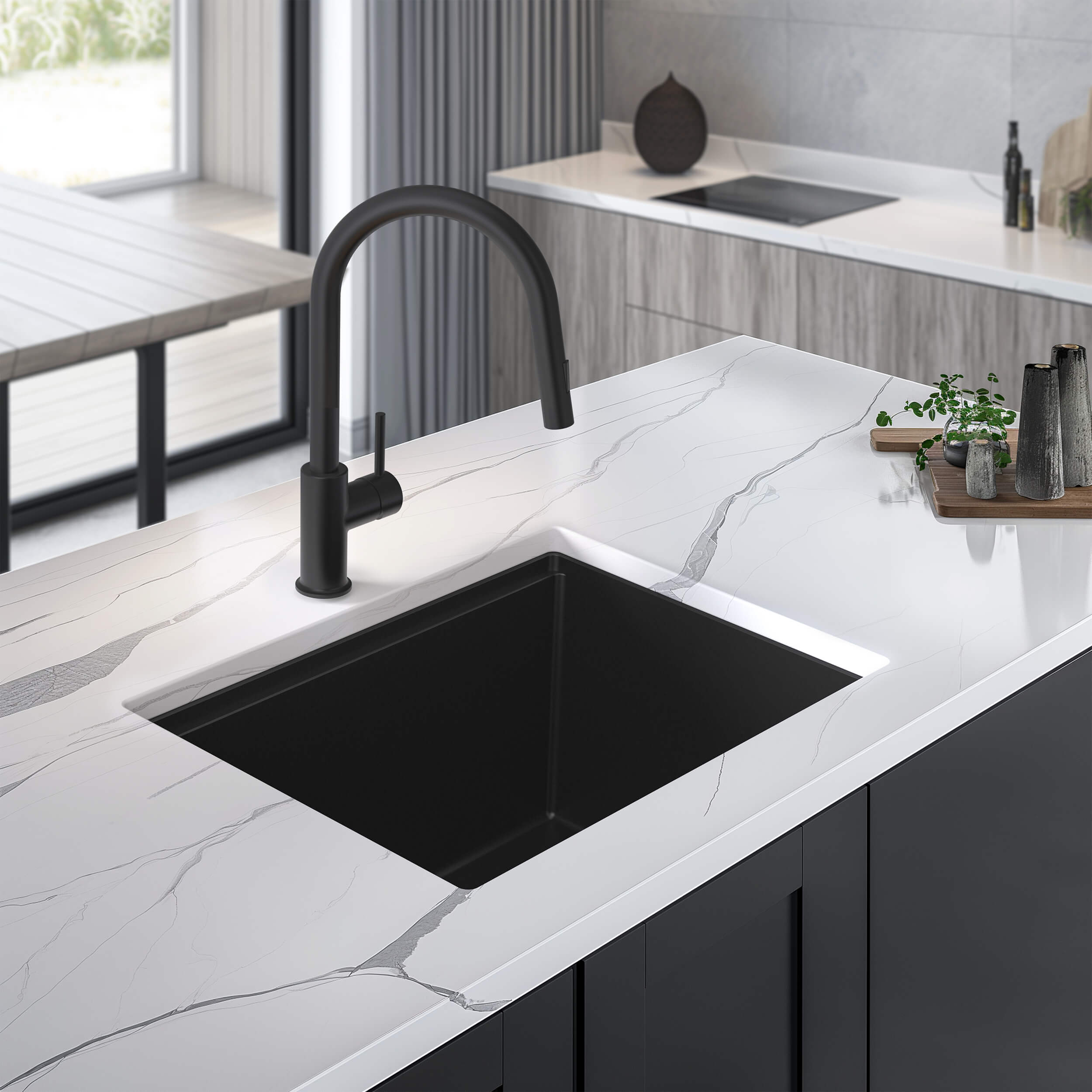 25" Undermount Workstation Single Bowl Quartz Kitchen Sink - C4-25ST - Shop at Home Craft Studio - 7