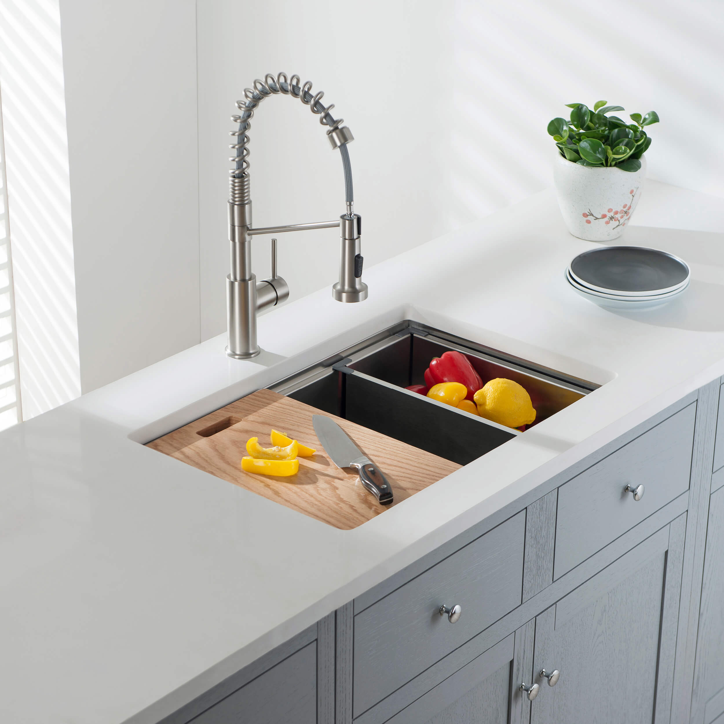 28" Undermount Single Bowl Stainless Steel Workstation Sink - C1-28ST - Shop at Home Craft Studio - 8