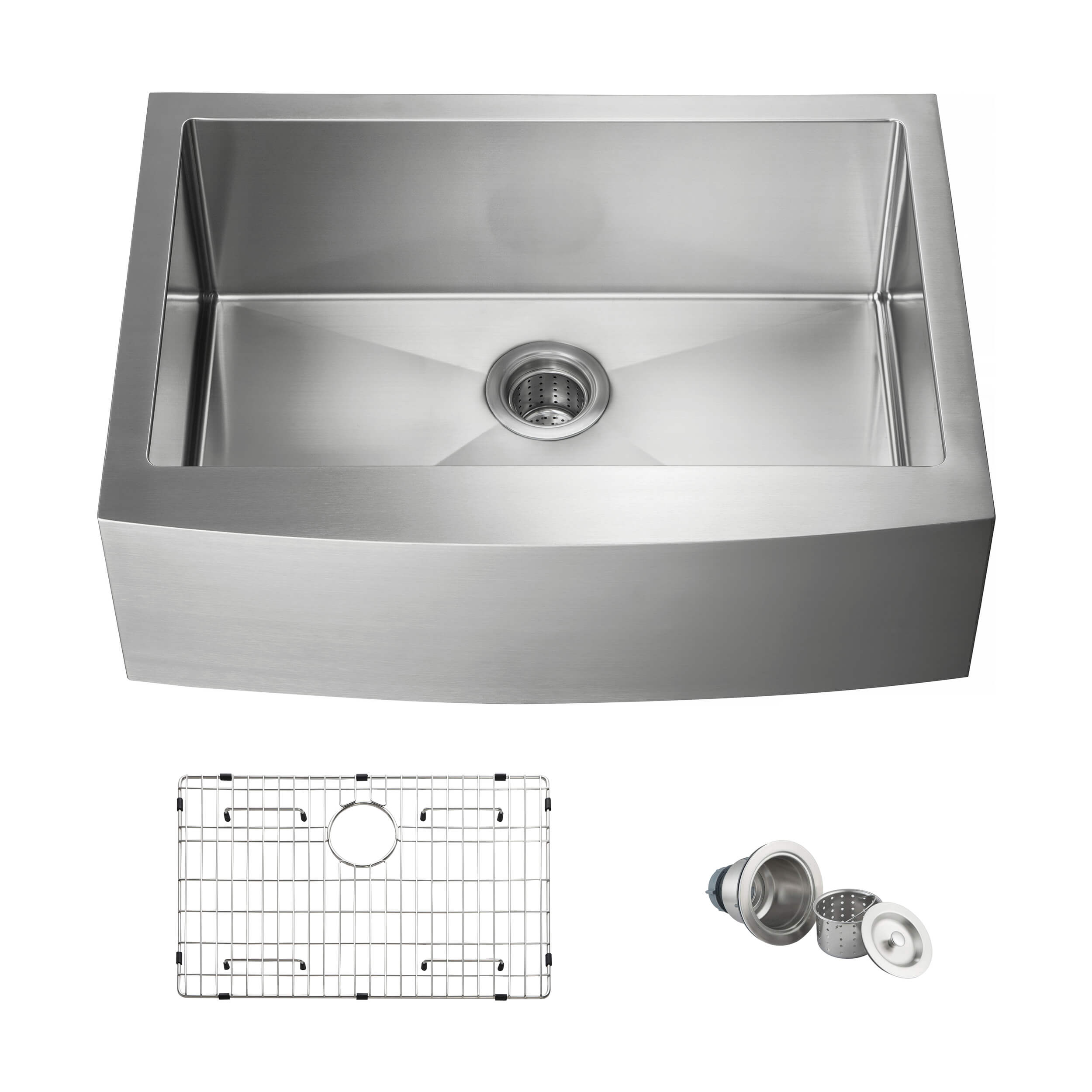 30" Handcrafted Farmhouse Apron Single Bowl Stainless Steel Kitchen Sink - C1-30SF - Shop at Home Craft Studio - 1