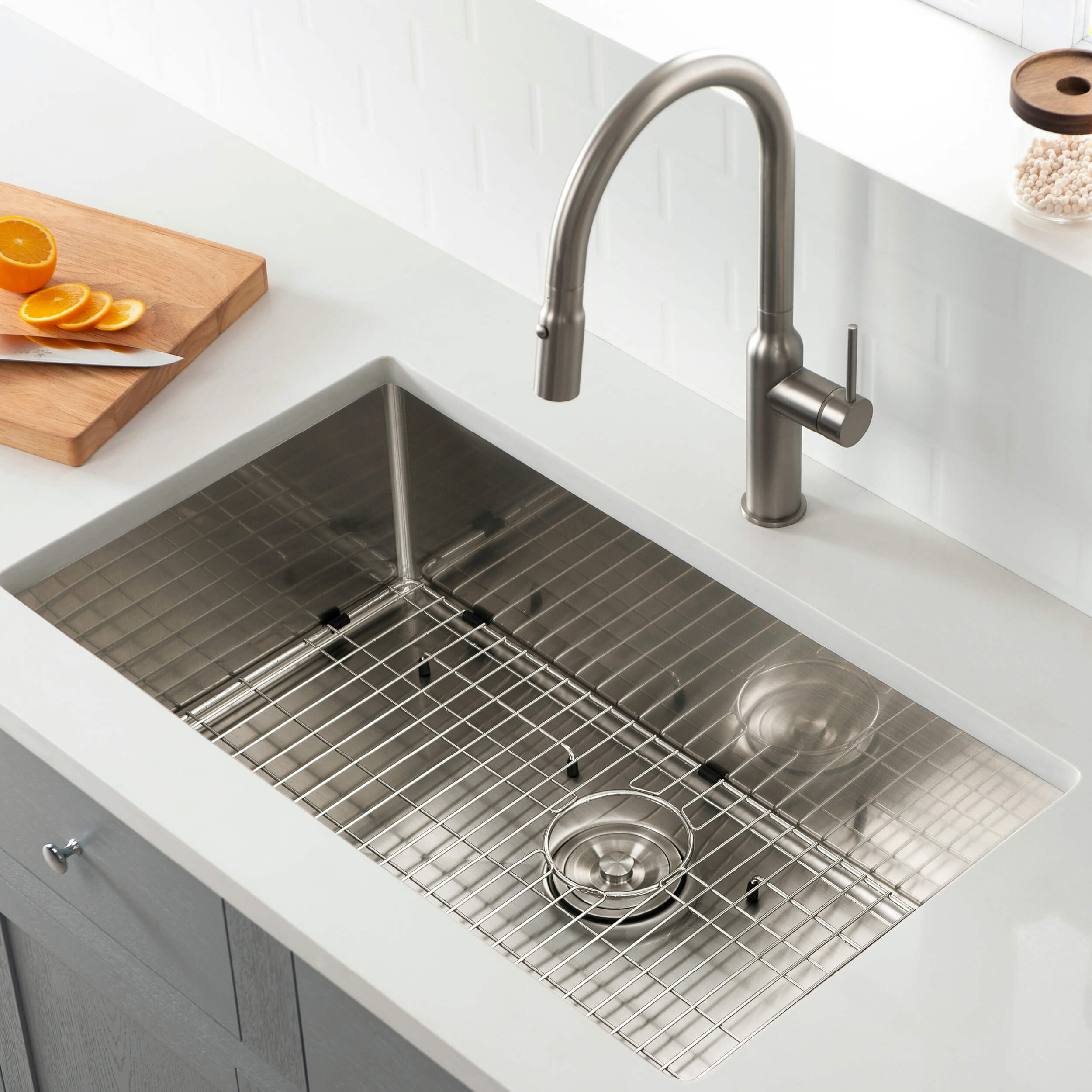 32 3/4" Handcrafted Undermount Single Bowl 16 gauge Stainless Steel Kitchen Sink - C1-33S - Shop at Home Craft Studio - 3