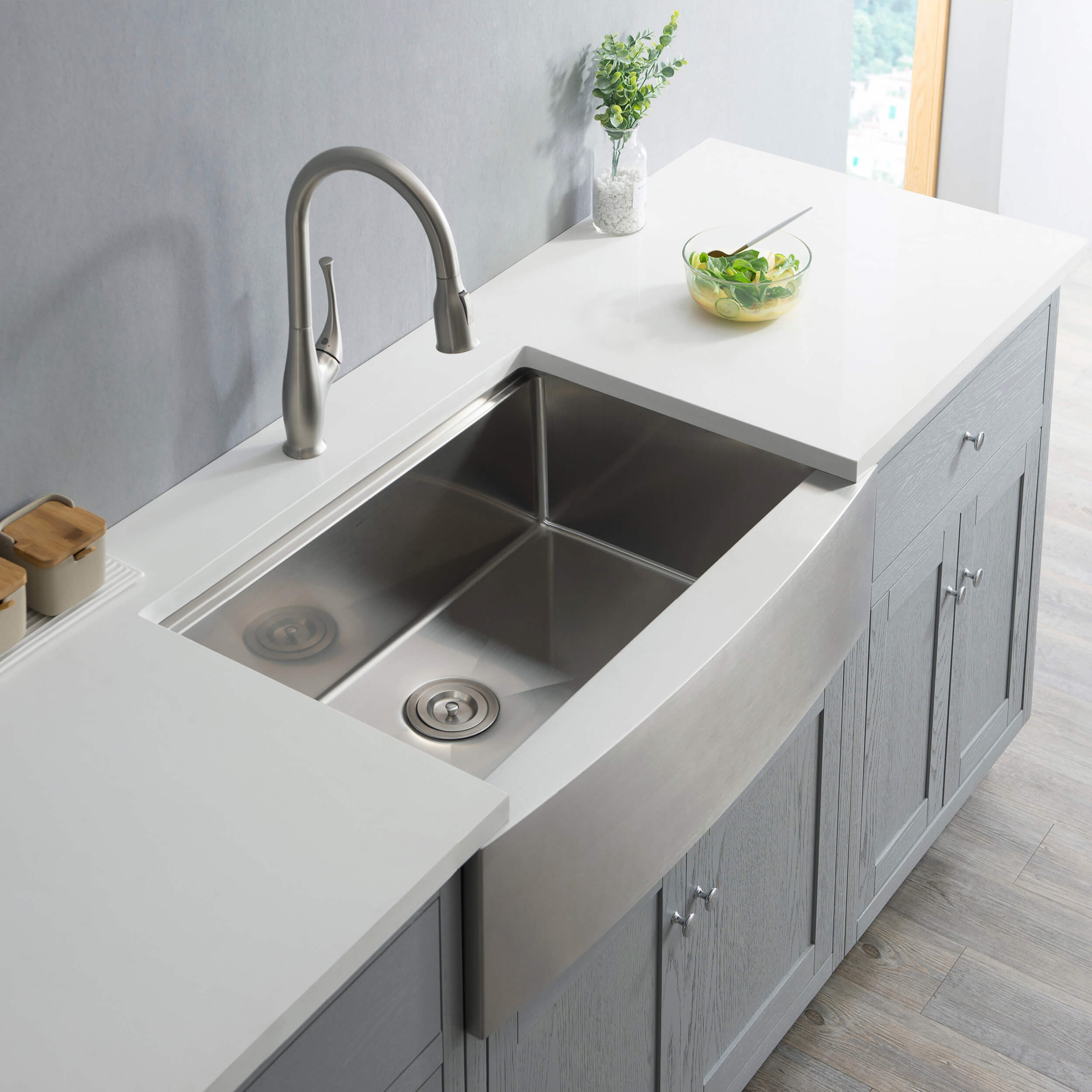 33" Farmhouse Apron Single Bowl Stainless Steel Workstation Kitchen Sink - C1-33SFT - Shop at Home Craft Studio - 5
