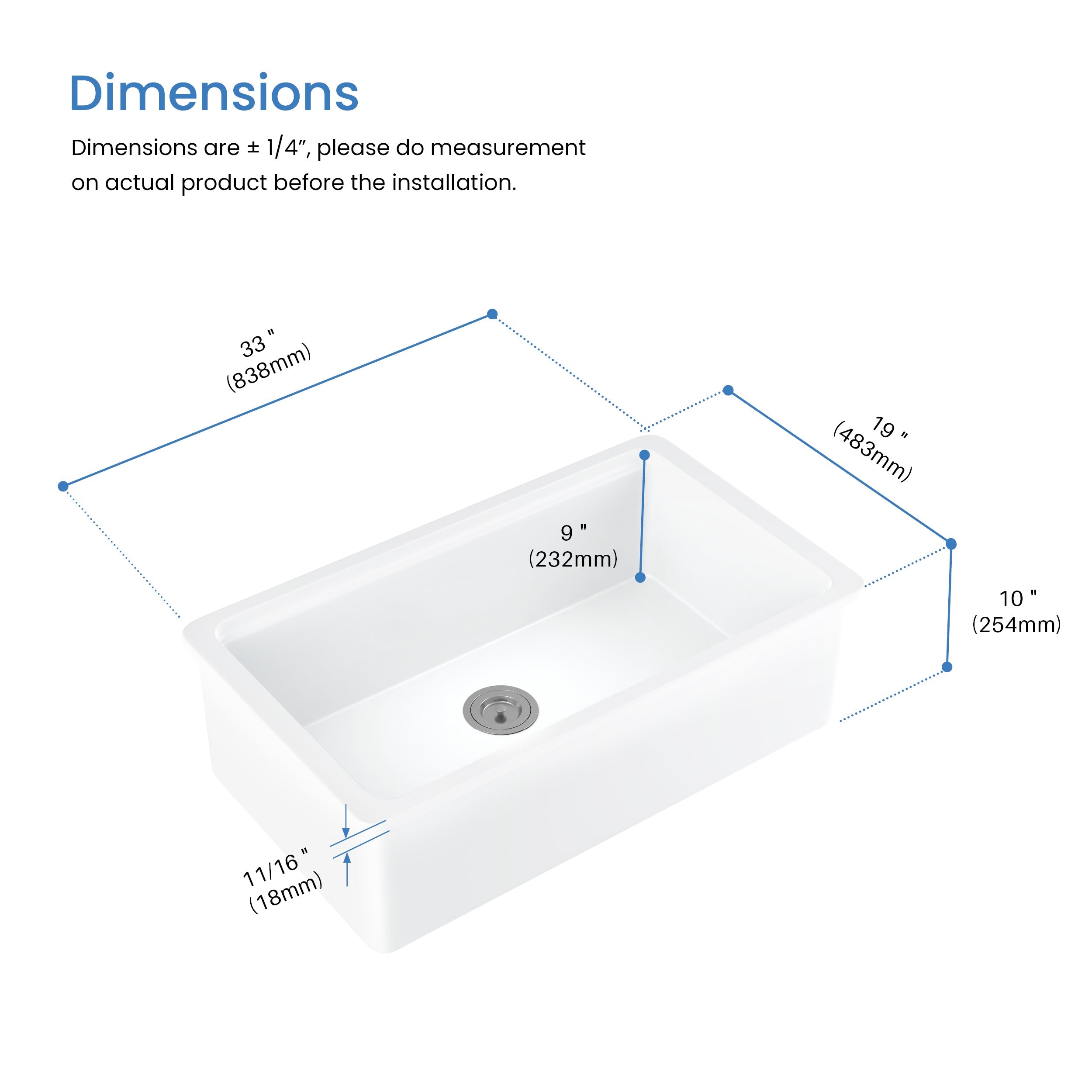 33" Fireclay Undermount Workstation Sink - C2-33ST - Shop at Home Craft Studio - 9