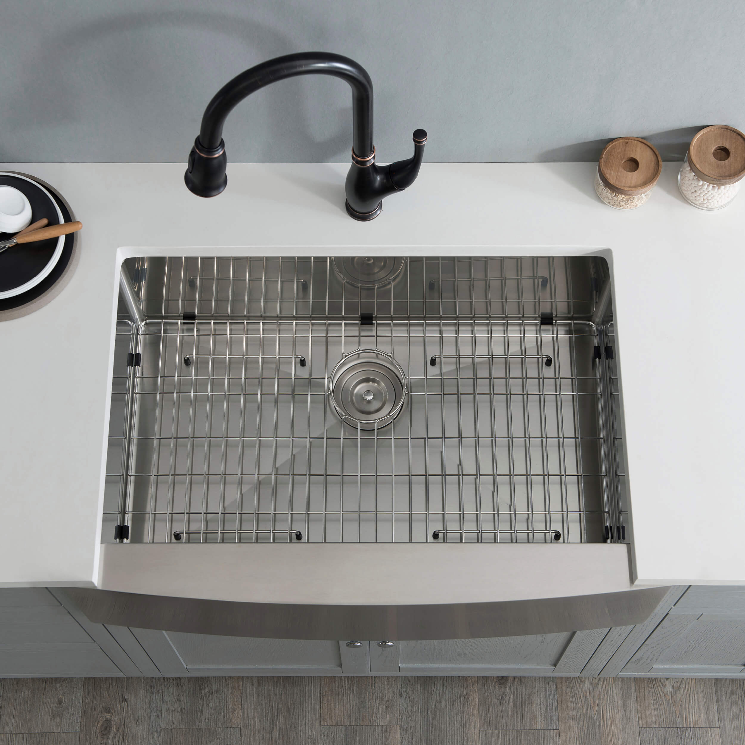 33" Handcrafted Farmhouse Apron Single Bowl Stainless Steel Kitchen Sink - C1-33SF - Shop at Home Craft Studio - 6