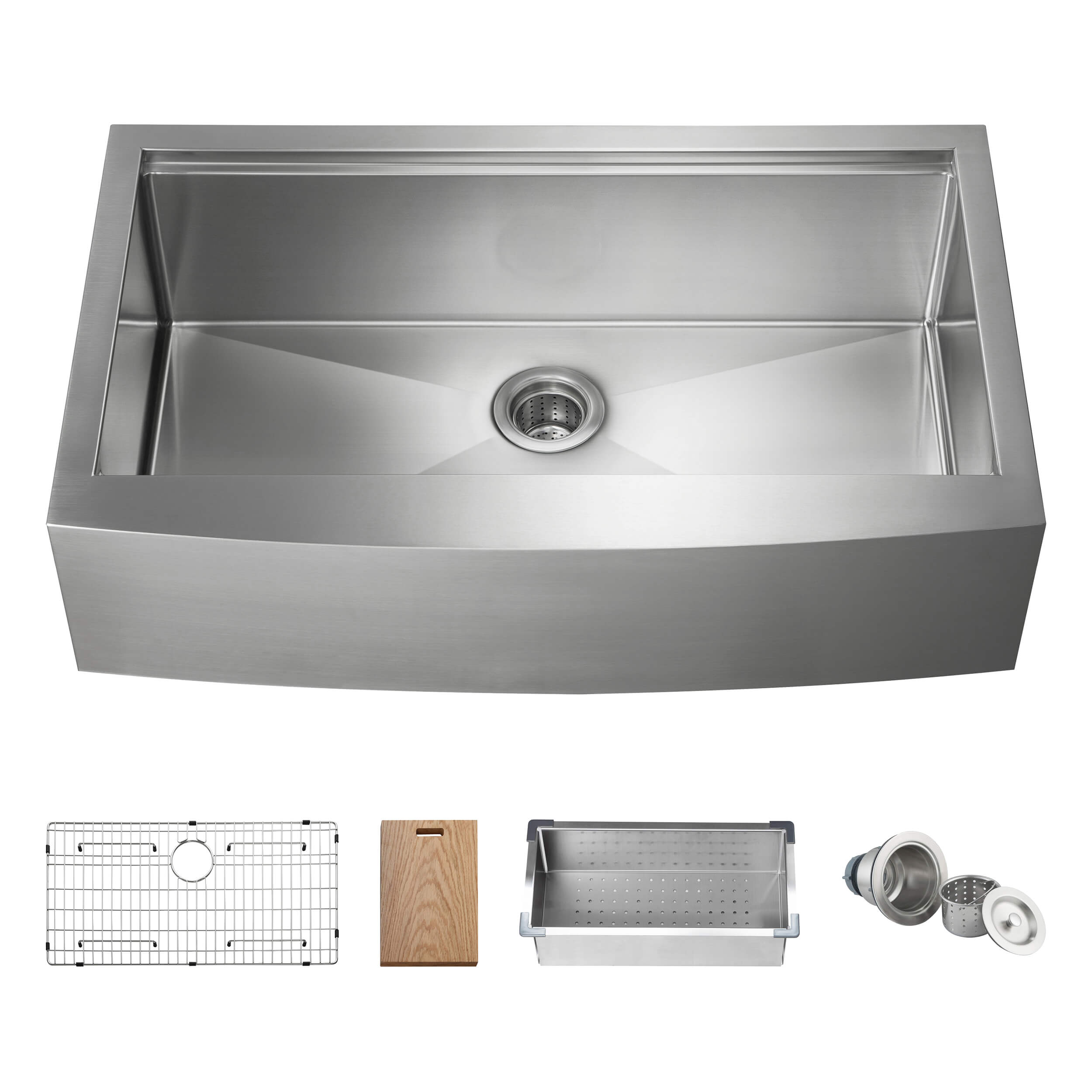 36" Farmhouse Apron Single Bowl Stainless Steel Workstation Kitchen Sink - C1-36SFT - Shop at Home Craft Studio - 1