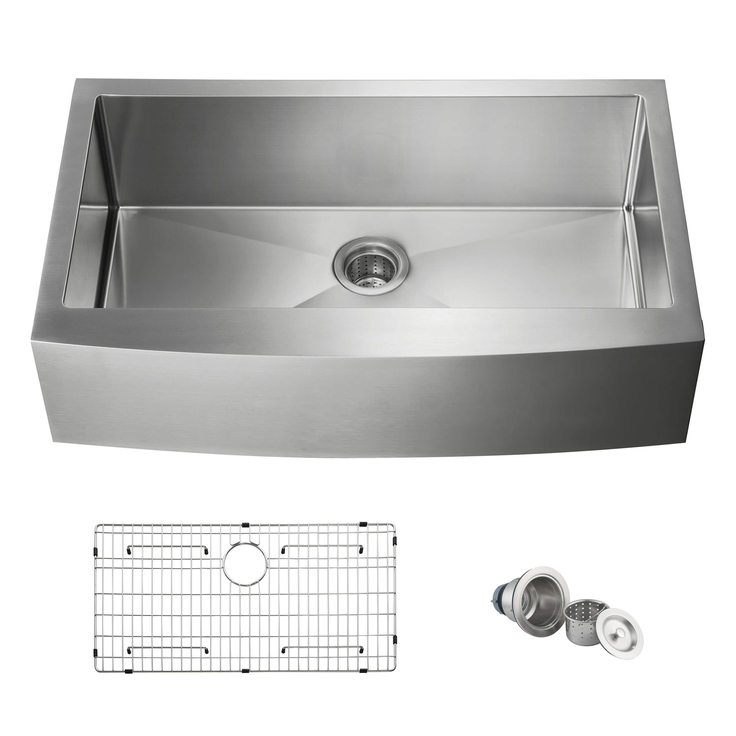 36" Handcrafted Farmhouse Apron Single Bowl Stainless Steel Kitchen Sink - C1-36SF - Shop at Home Craft Studio - 1