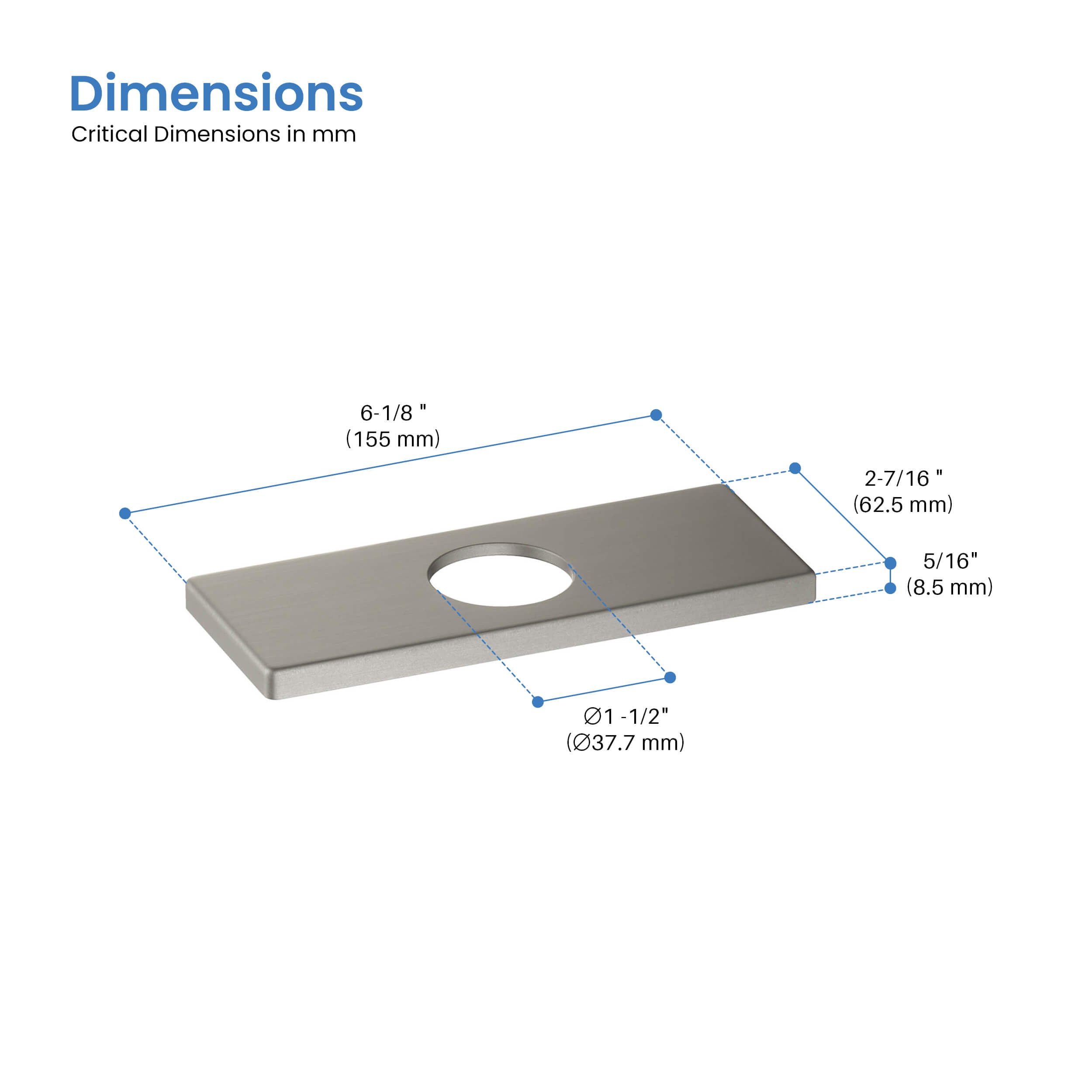 6 Inch Quadra Bathroom Faucet Hole Cover - FC-3 - Shop at Home Craft Studio - 4