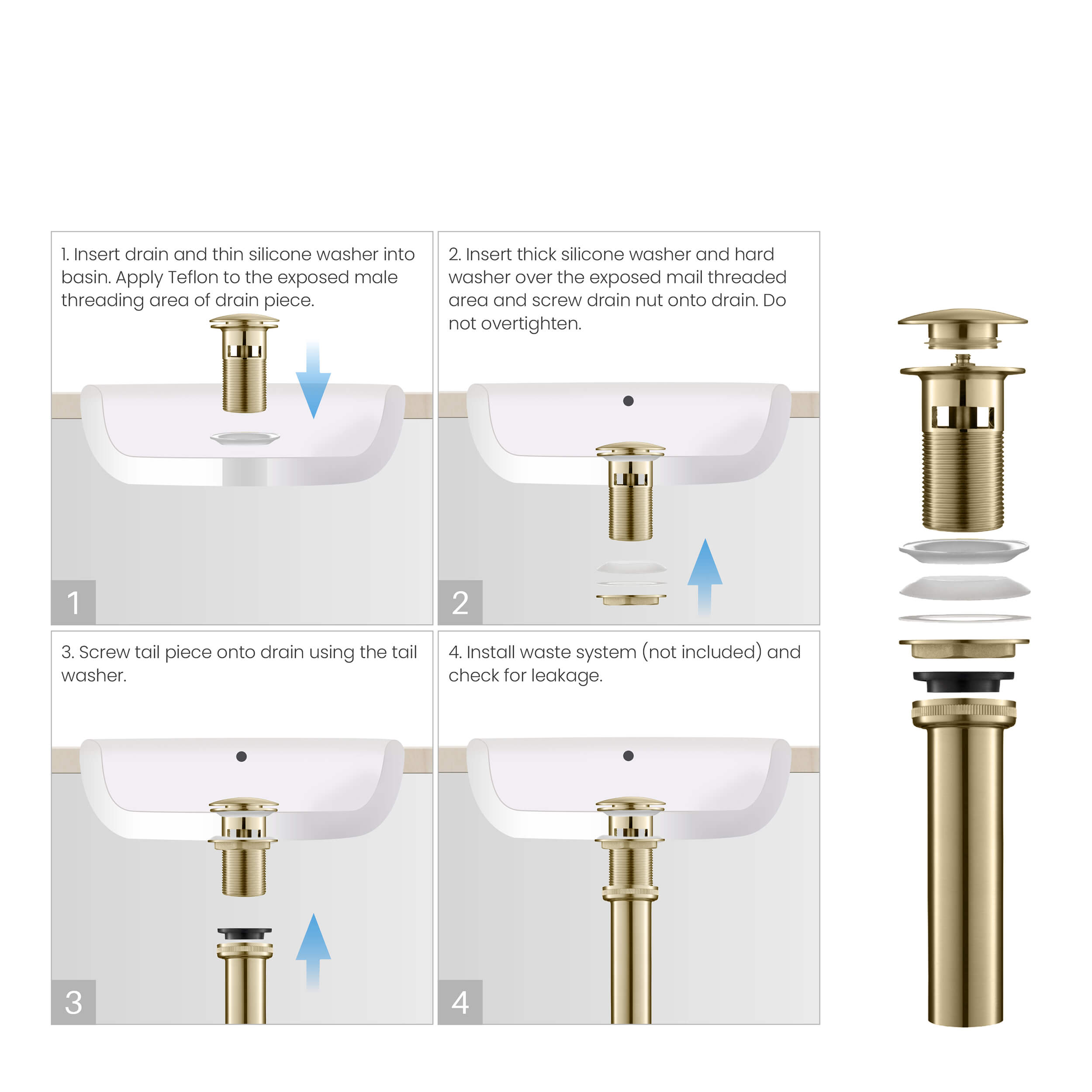 Bathroom Sink Pop Up Drain Stopper Full Cover with overflow - PW-3 - Shop at Home Craft Studio - 5