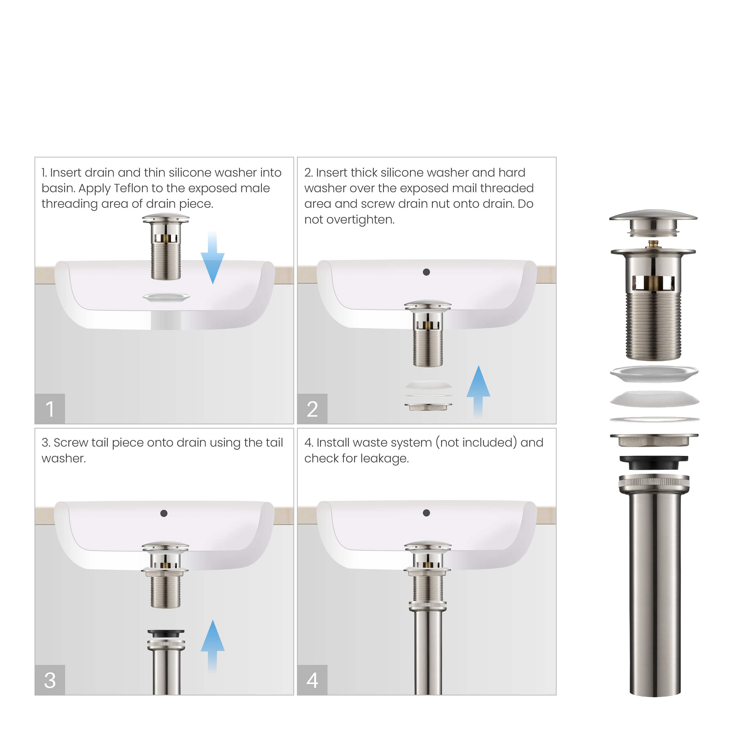 Bathroom Sink Pop Up Drain Stopper Full Cover with overflow - PW-3 - Shop at Home Craft Studio - 11