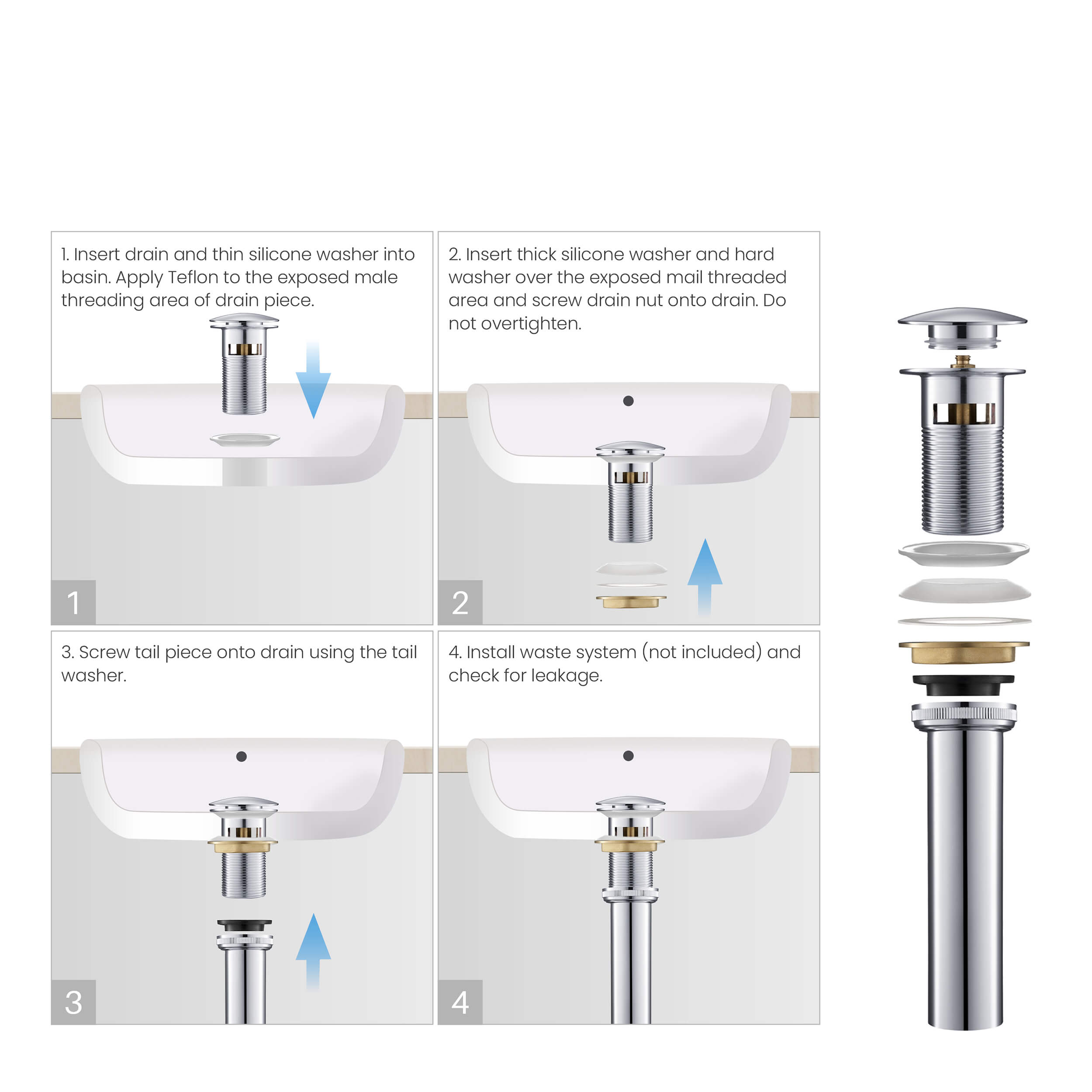 Bathroom Sink Pop Up Drain Stopper Full Cover with overflow - PW-3 - Shop at Home Craft Studio - 20