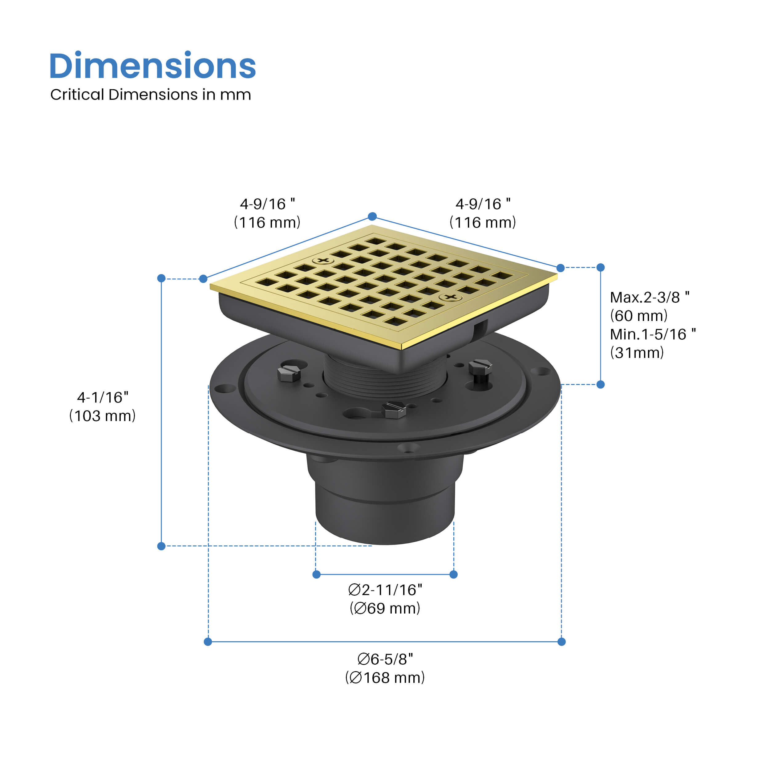 Casa 4" Tile-In Shower Drain - CFD-0401 - Shop at Home Craft Studio - 7