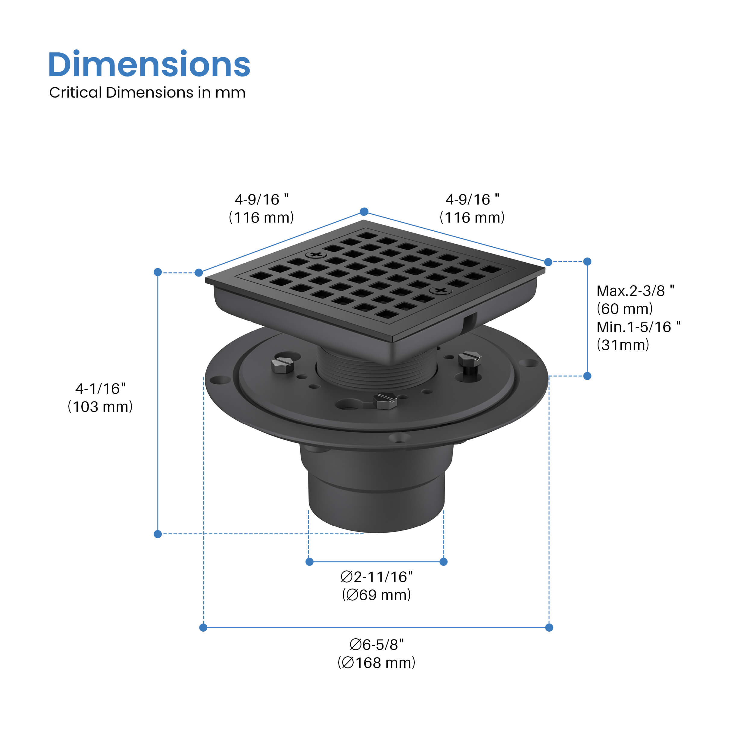 Casa 4" Tile-In Shower Drain - CFD-0401 - Shop at Home Craft Studio - 13
