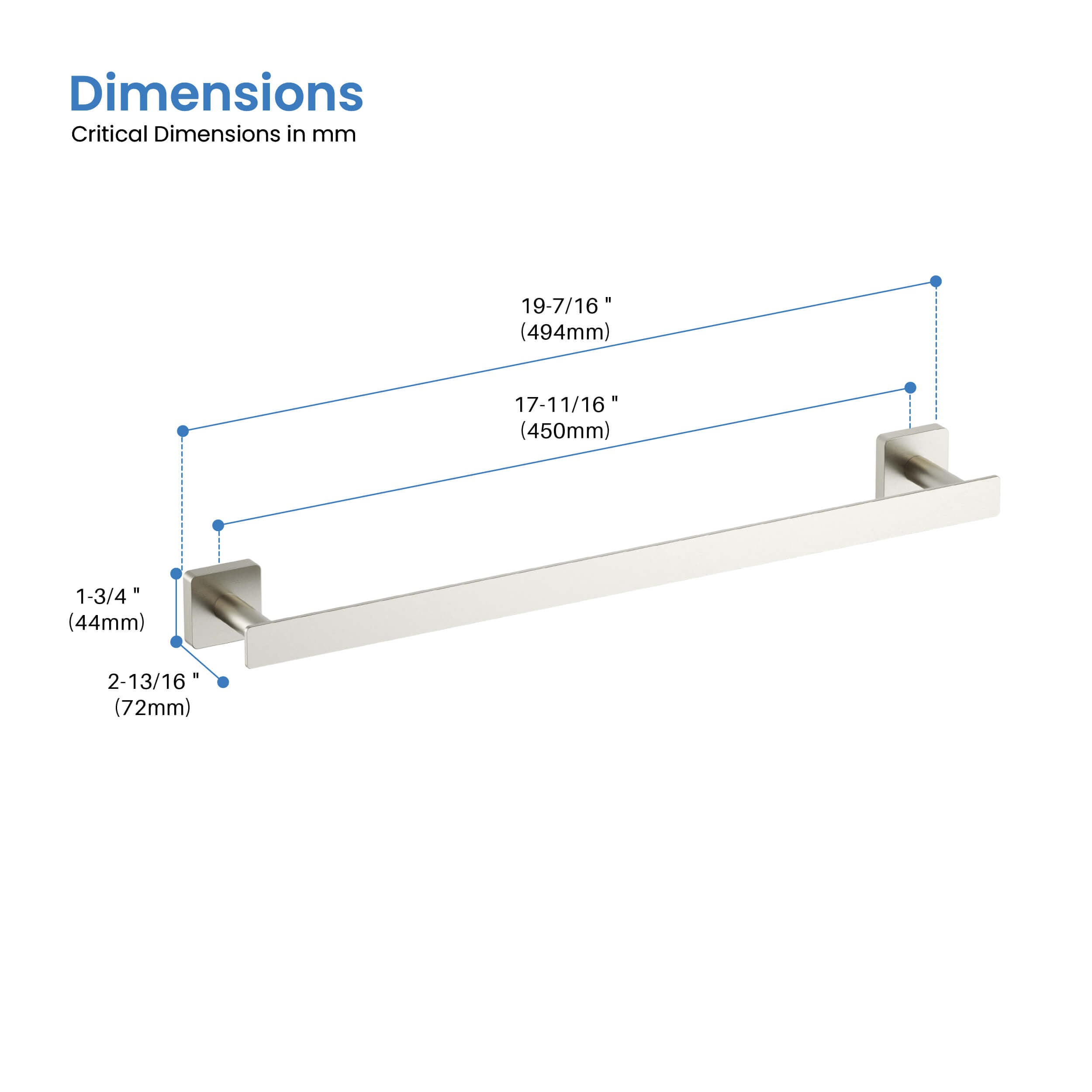 Fusion 18 inch Bathroom Towel Bar - CBA-1605 - Shop at Home Craft Studio - 13