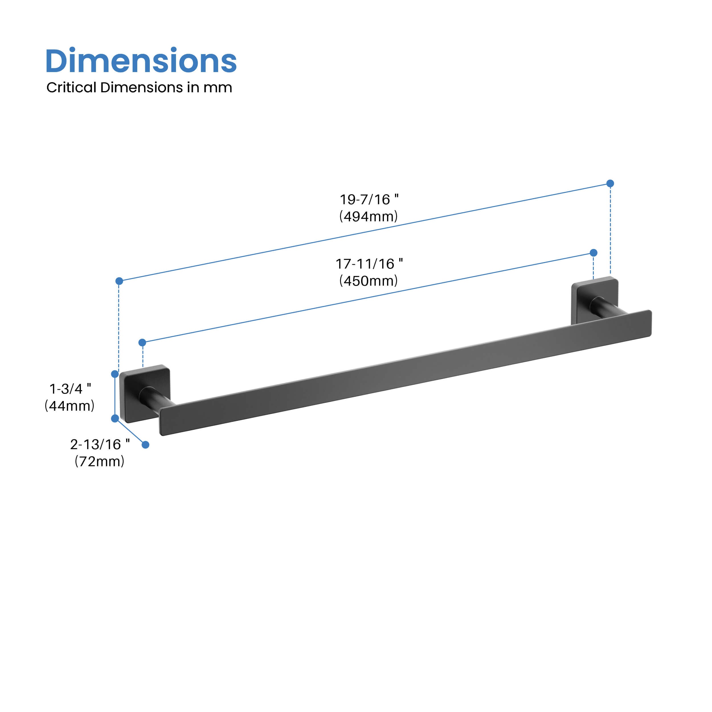 Fusion 18 inch Bathroom Towel Bar - CBA-1605 - Shop at Home Craft Studio - 27