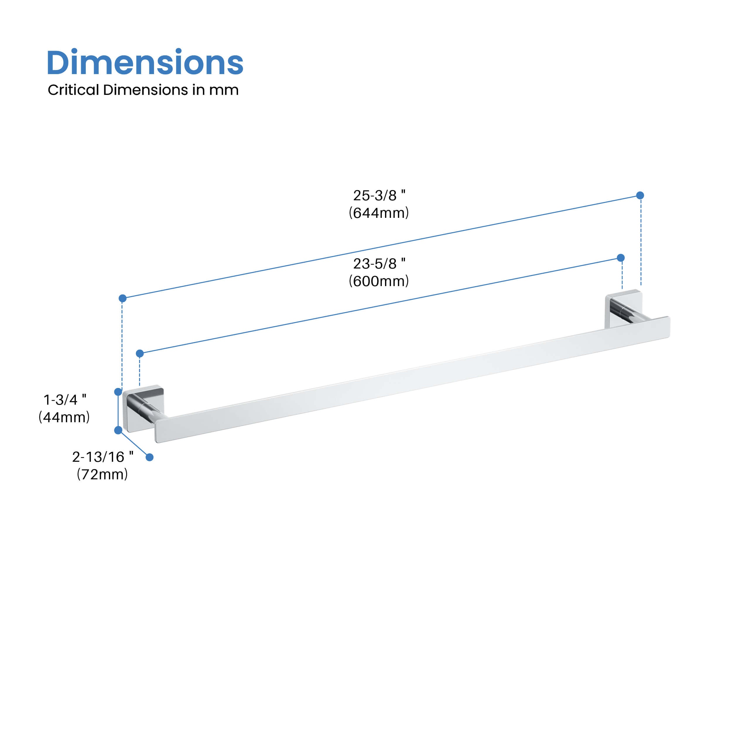 Fusion 24 inch Bathroom Towel Bar - CBA-1604 - Shop at Home Craft Studio - 20