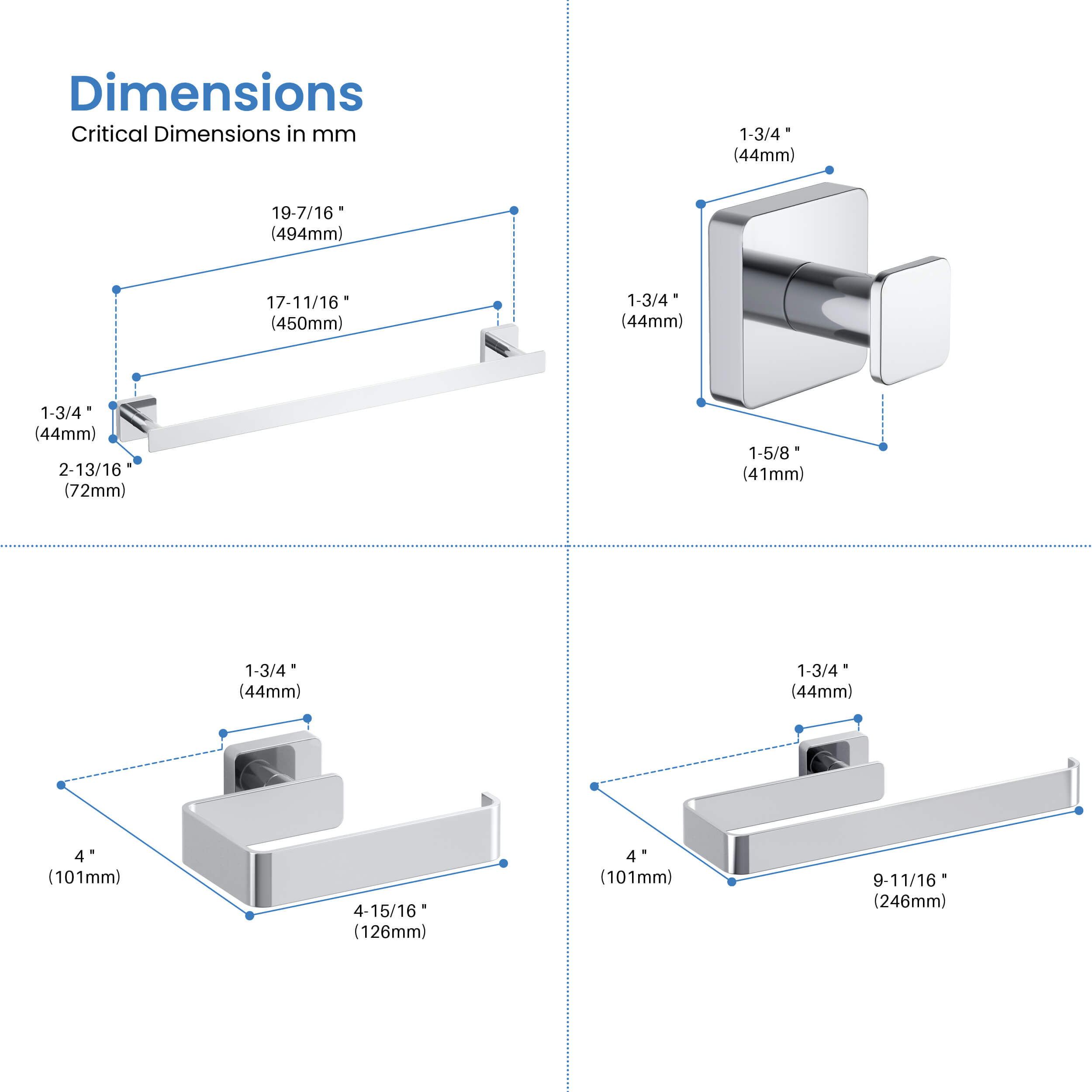 Fusion 4-Piece Bathroom Hardware Set - C-CBA16-4-2 - Shop at Home Craft Studio - 17